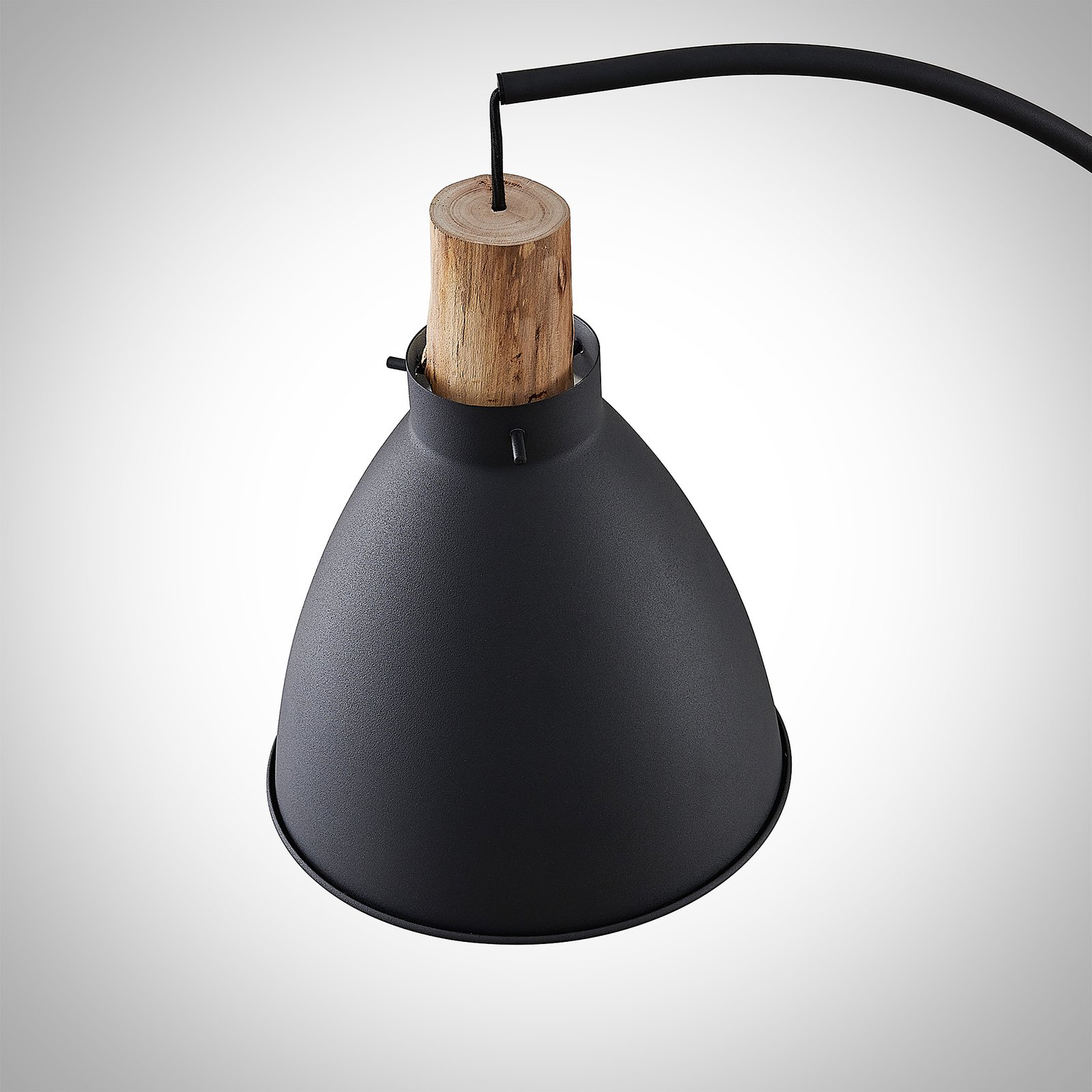 Trebale Floor Lamp Black/Light Wood - Lindby