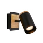 Wandspot Duta, uitsteeklengte 16 cm, zwart/houtkleur, hout
