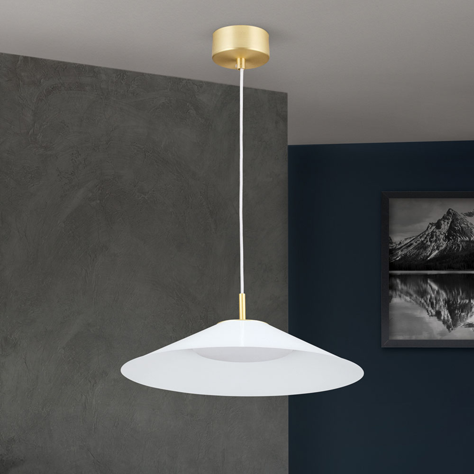 Gourmet LED pendant light, white lampshade