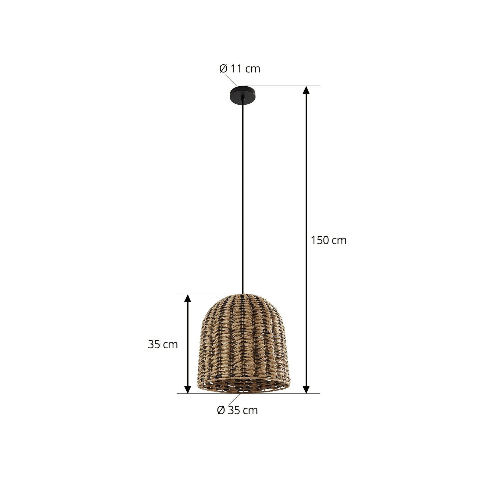 Lampa wisząca zewnętrzna Taryn, Ø 35 cm, IP44, brązowa, tworzywo sztuczne -