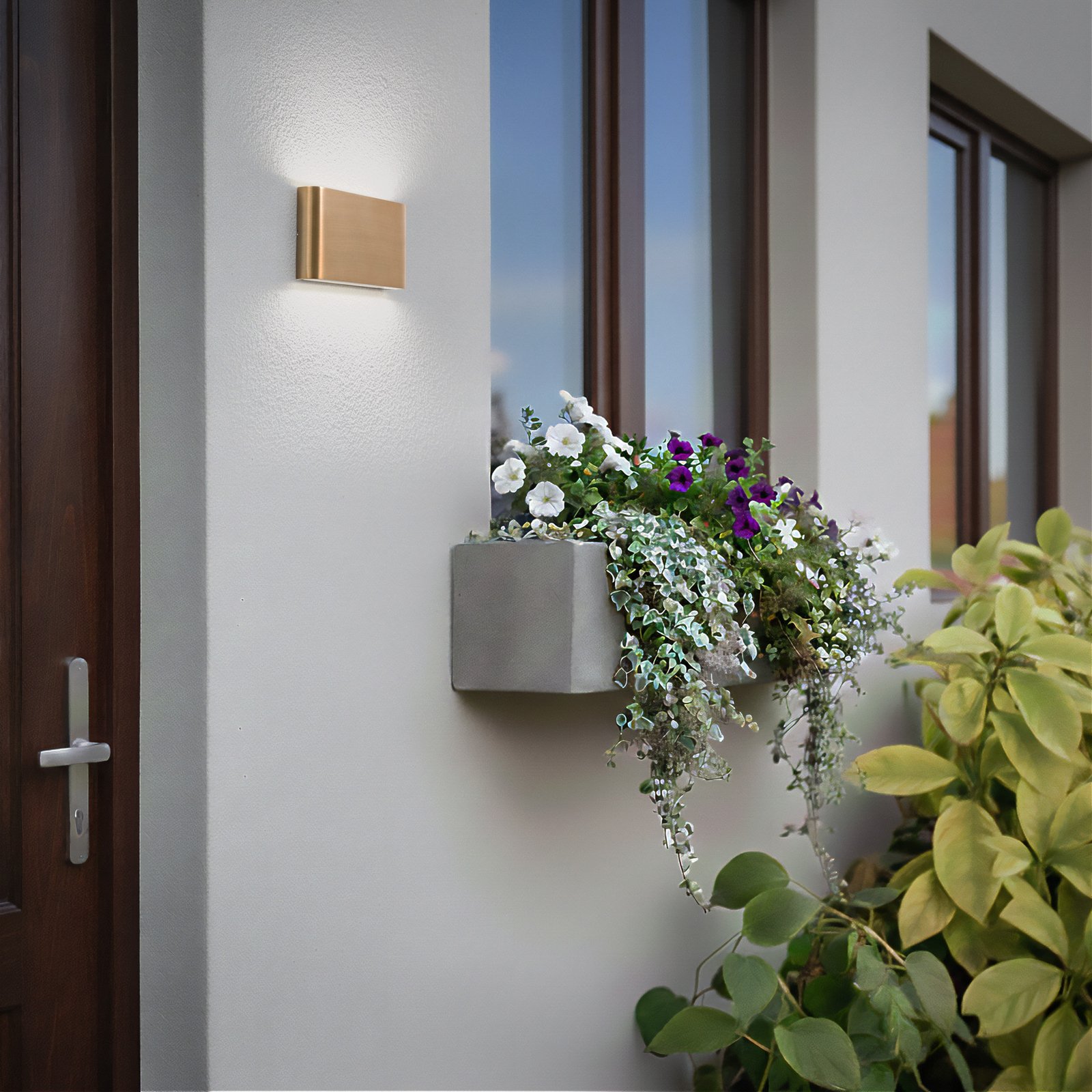 LED wandlamp Semi M, aluminium, goud, lengte 17,5 cm