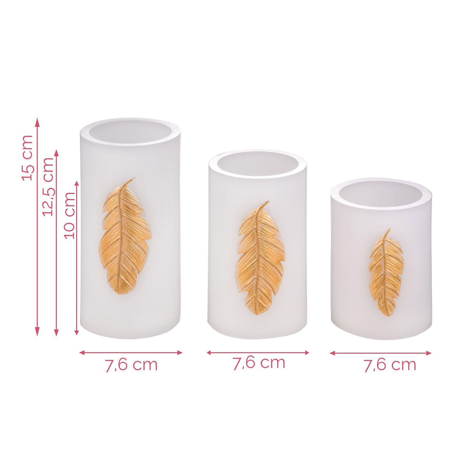 Pauleen Goud Feather Candle LED kaars 3 per set