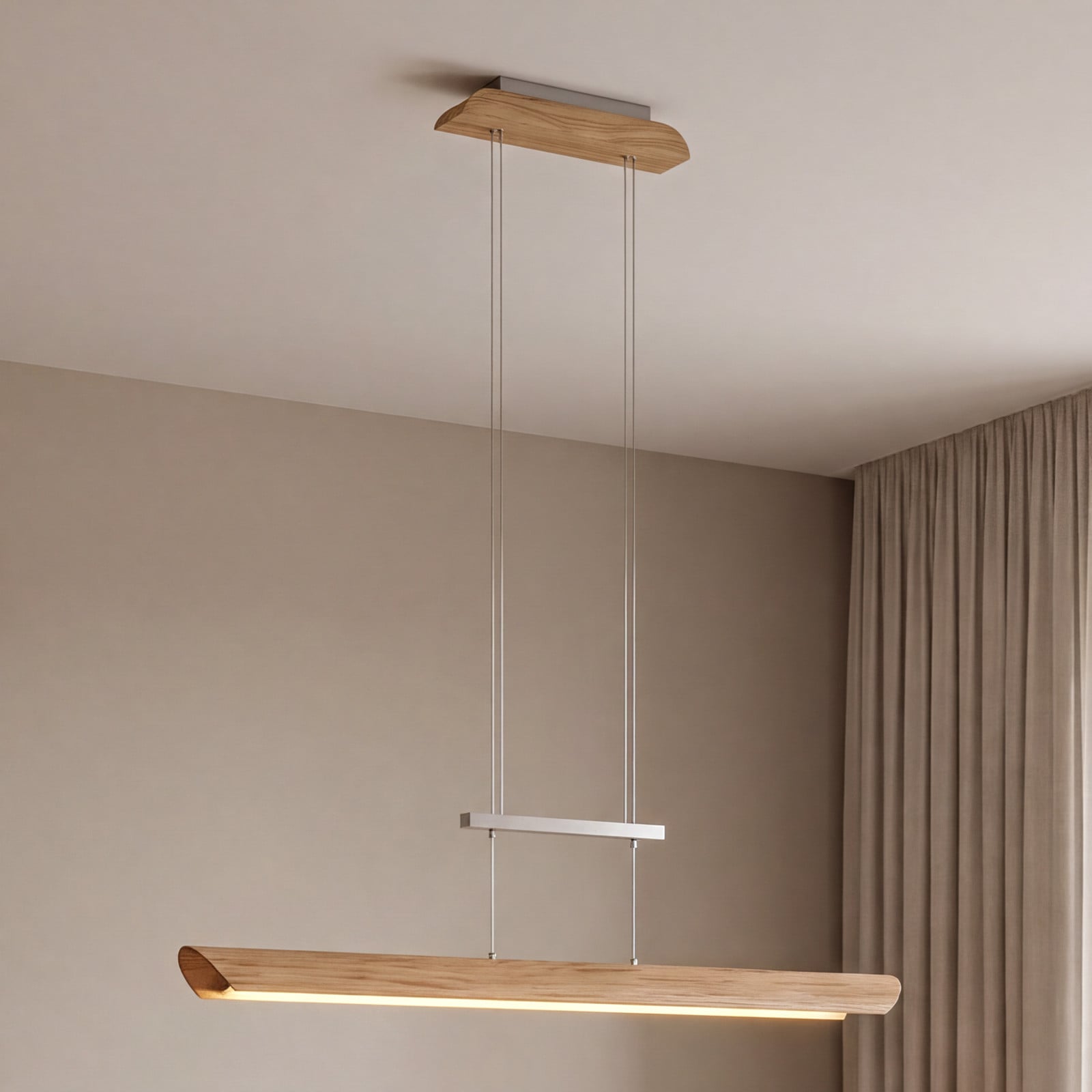 Elobra Lampă pendul LED Colombia S stejar natur - Camera de zi / sufragerie - Modern - Lemn