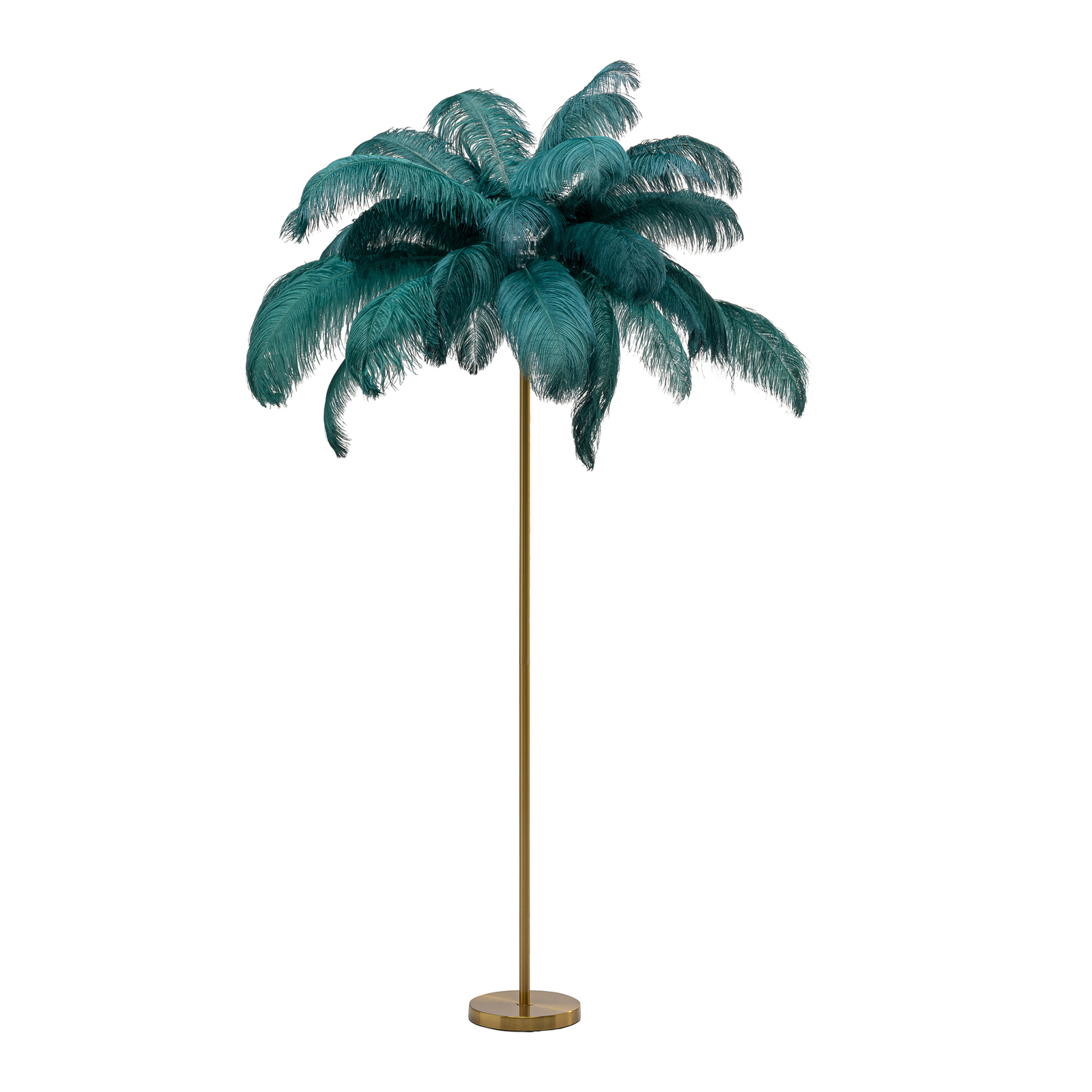 KARE Plunksninė palmių grindų lempa su plunksnomis, žalia