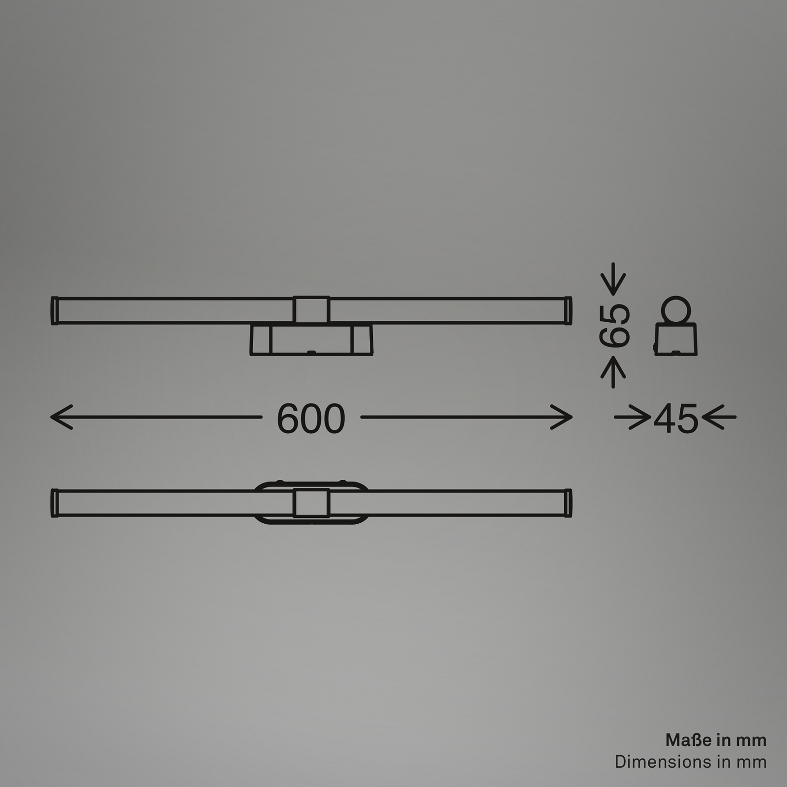 LED sienas lampa Runt, garums 60 cm, hroms, 4000 K, IP44