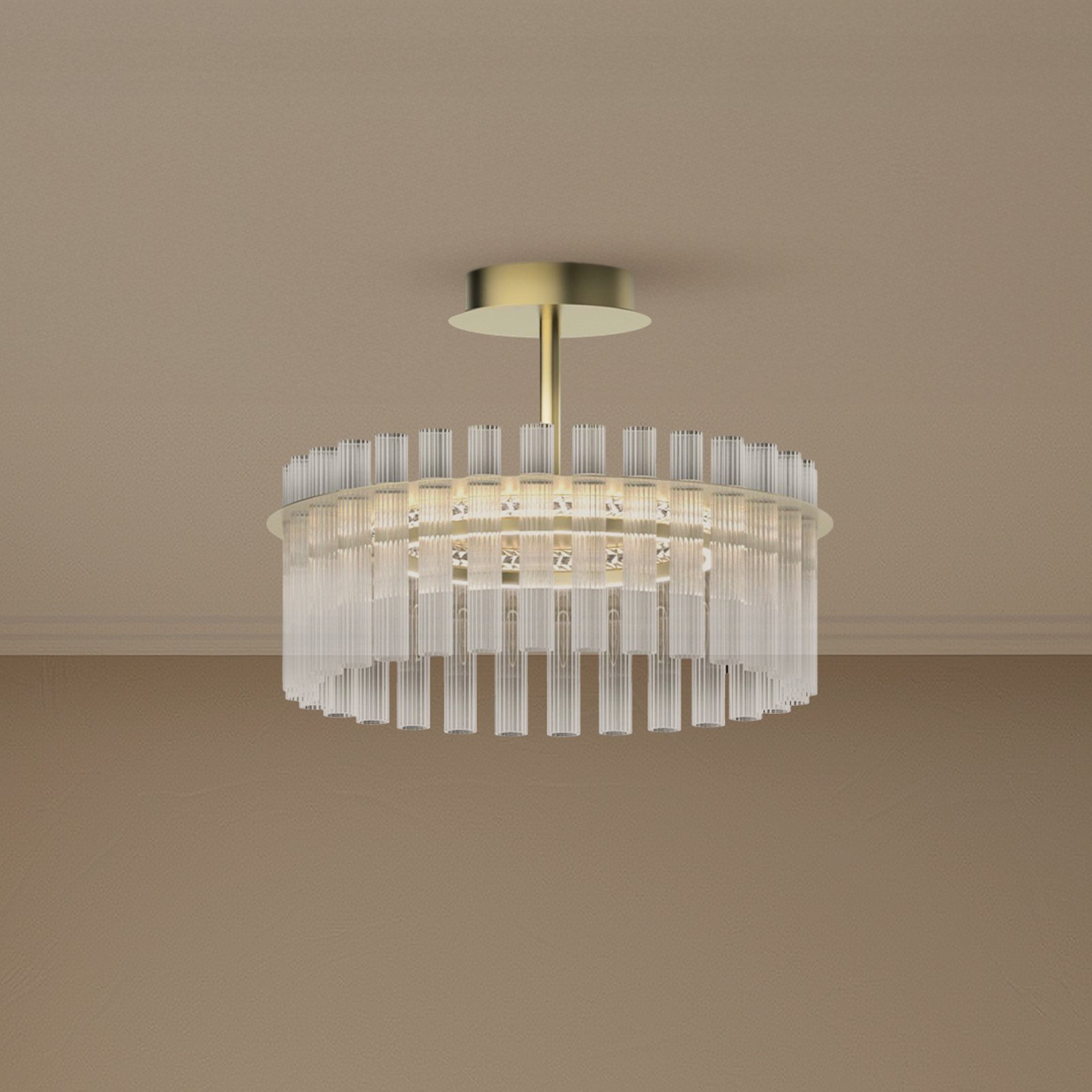 Lucande LED таванна лампа Luma, пръстен, злато, стъкло, Ø 45 cm