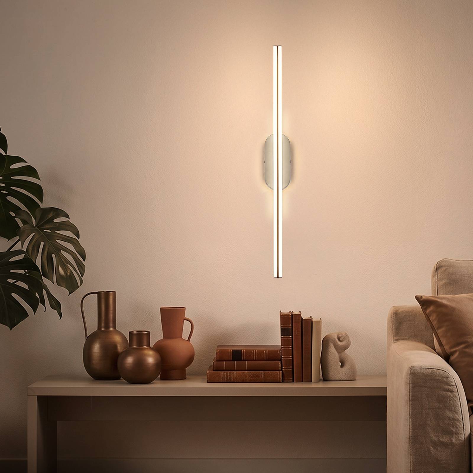Briloner LED wandlamp Ruth, lichtgrijs/bruin, hoogte 60 cm, 3.000 K