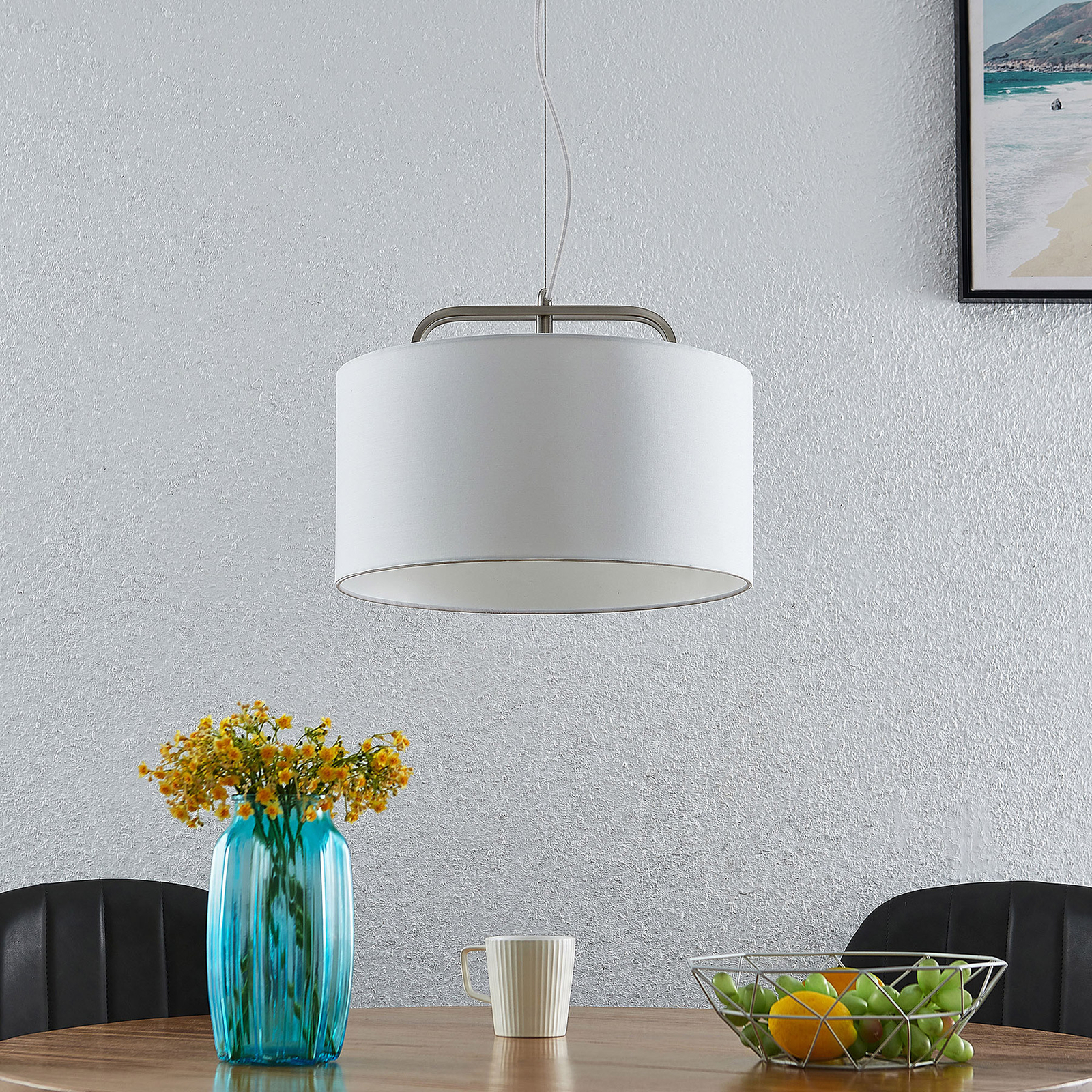 Lindby Jevanna hanglamp, 1-lamp, wit