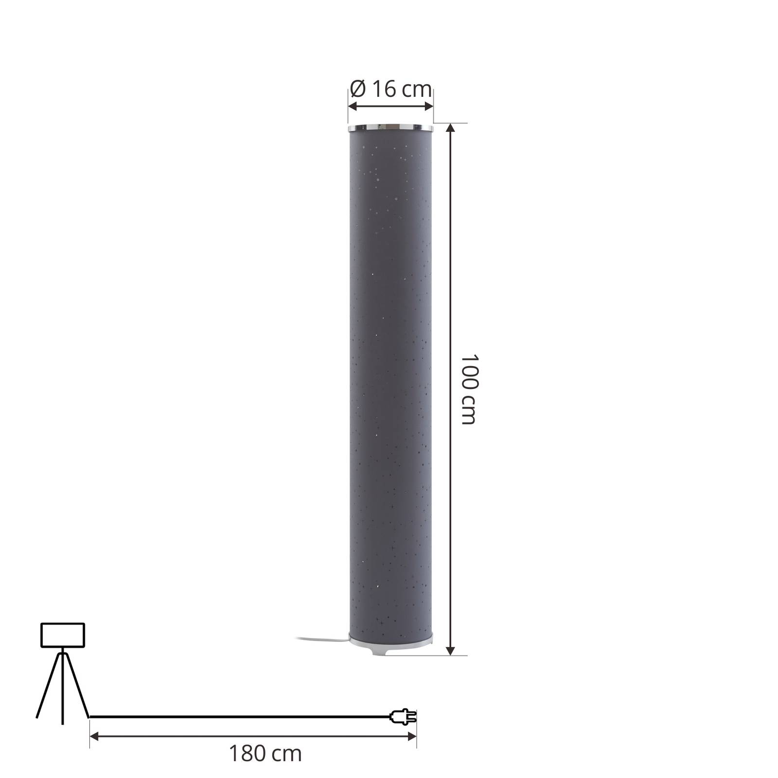 ELC Birkara gulvlampe i grå cylinderform