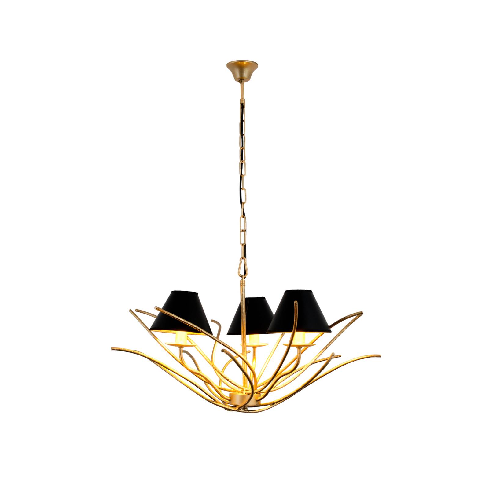 Lustre Elba à 3 lampes noir/doré Luminaire.fr