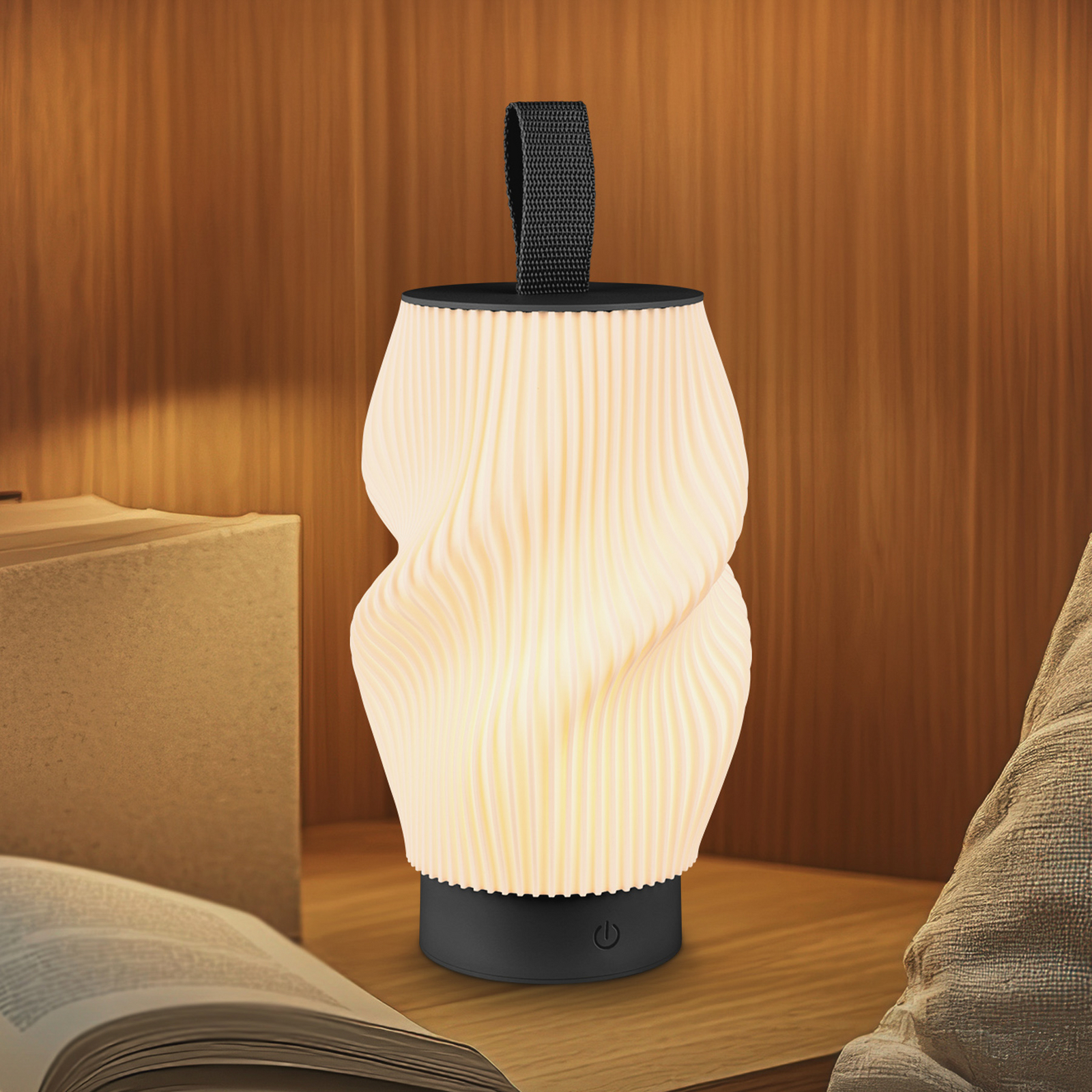 LED-Akku-Tischlampe Brilo unplugged Tubi, schwarz/weiß, IP44