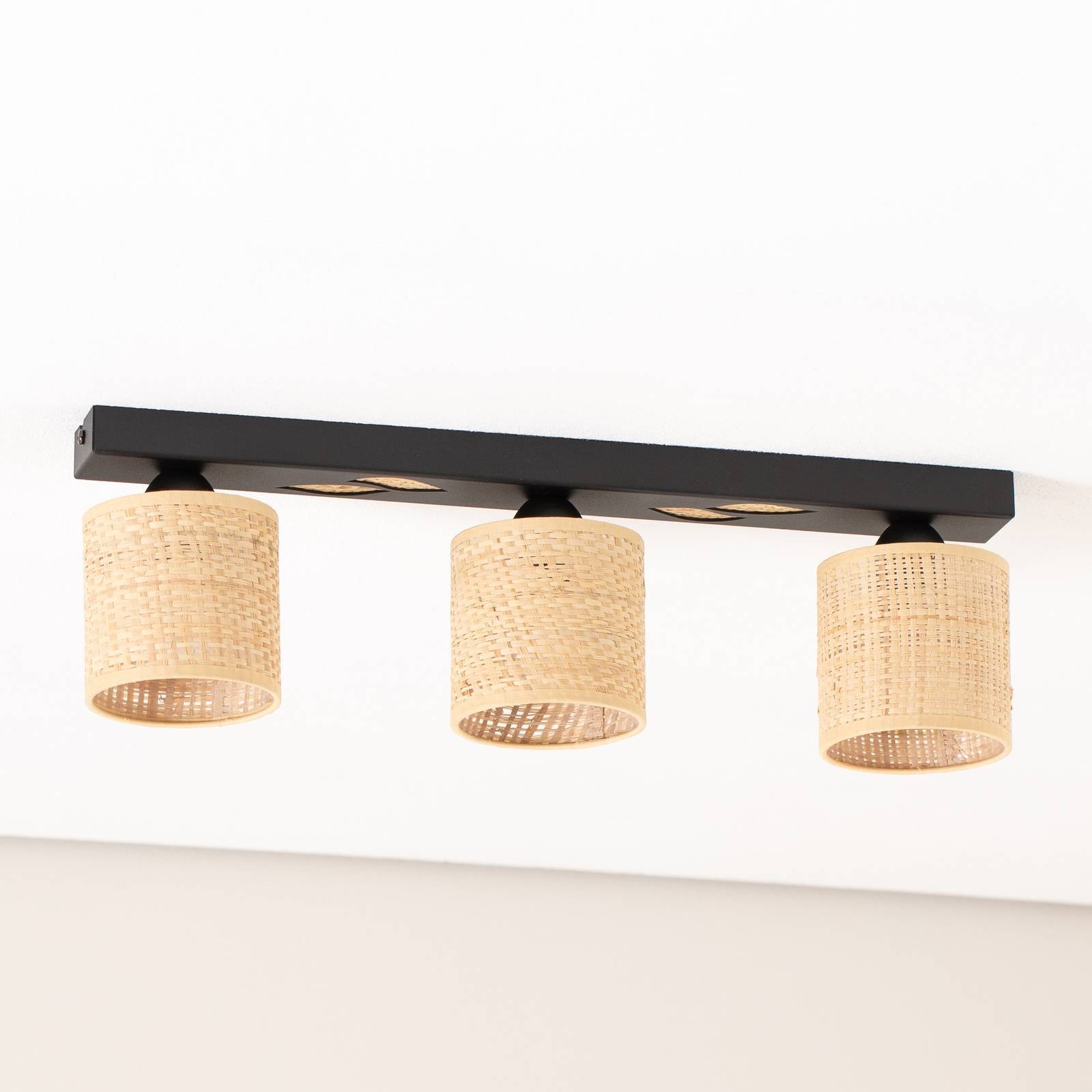Lampa sufitowa Adeline rattan 3-pkt. długa