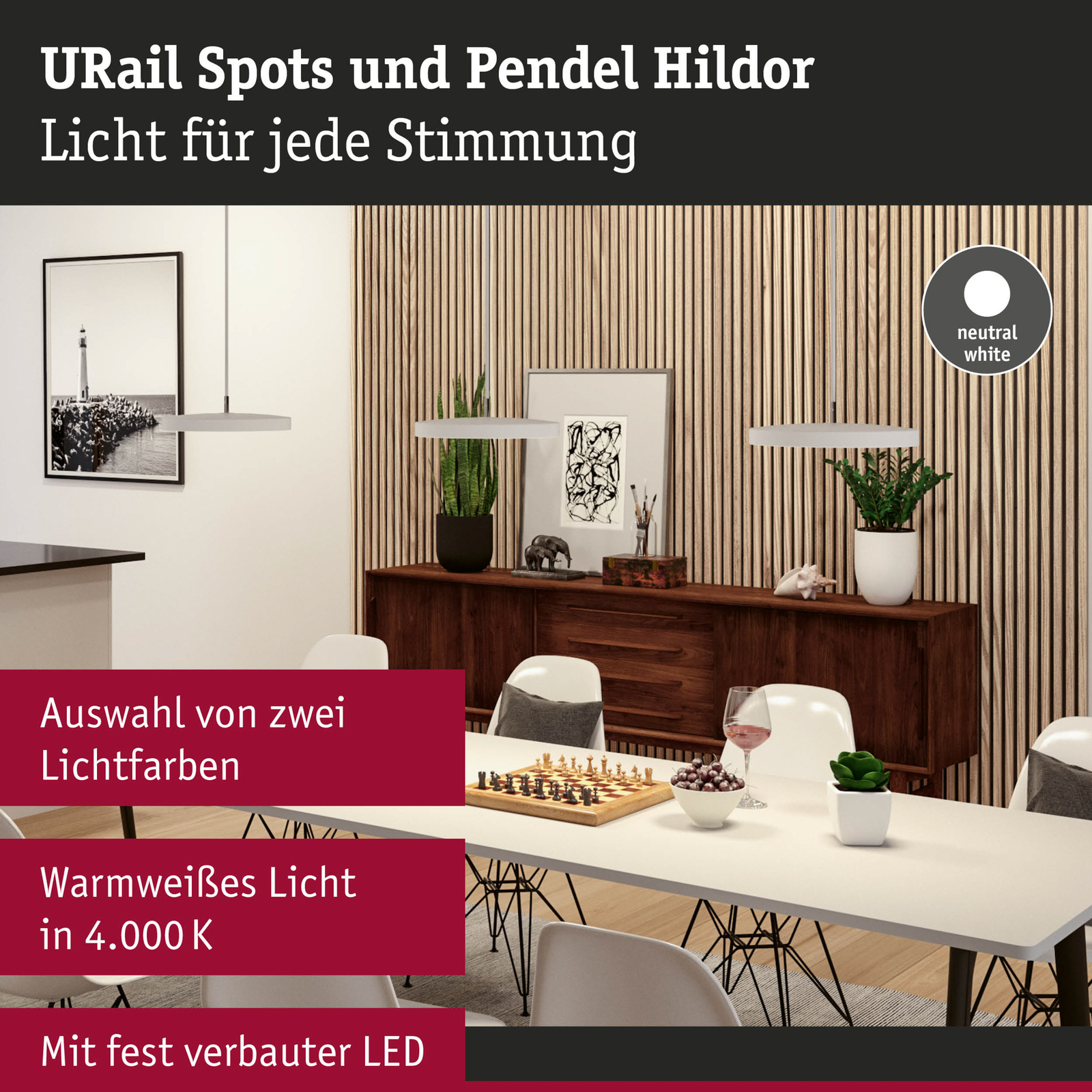 Paulmann URail Hildor-LED-riippuvalo 4 000 K