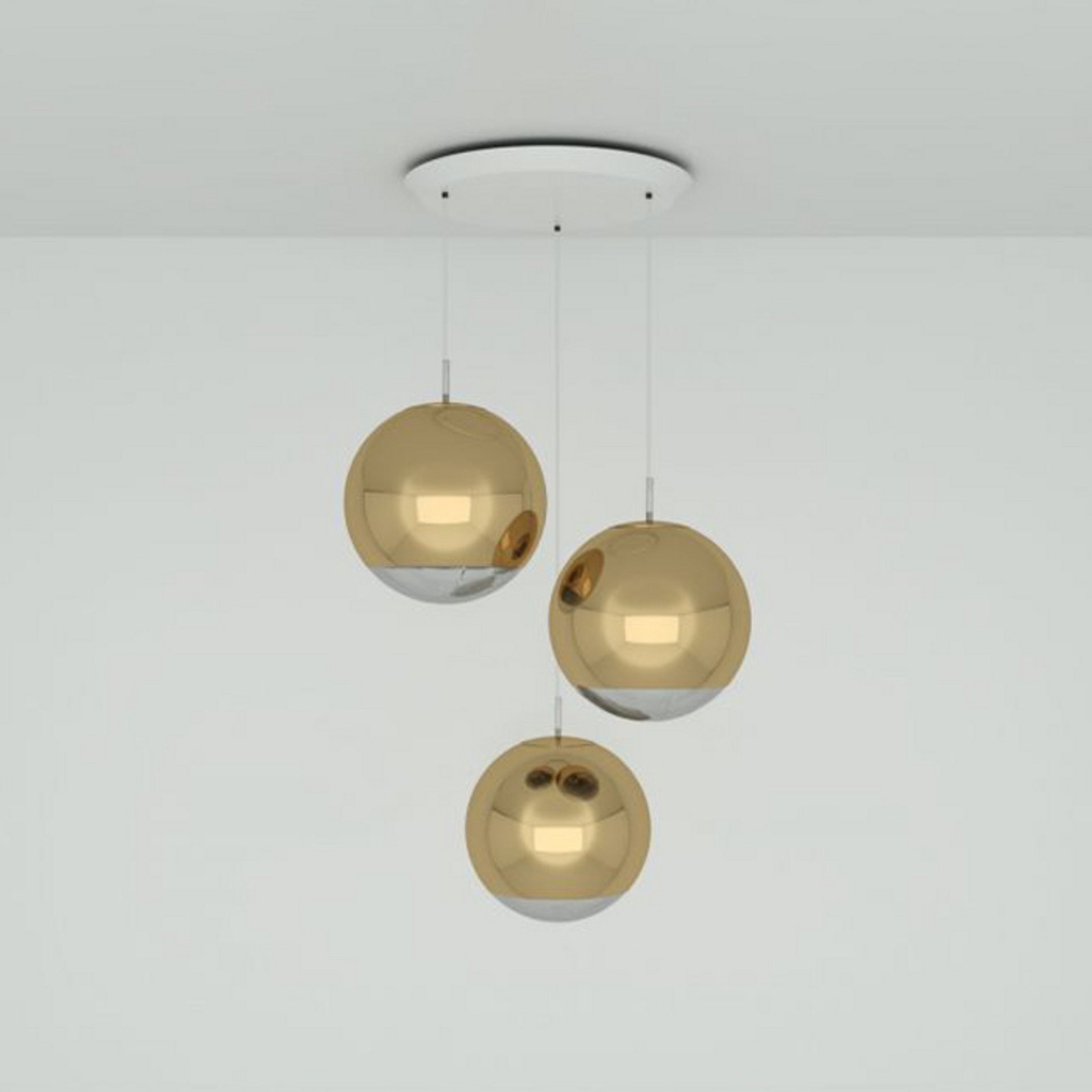 Tom Dixon Mirror Ball 40 cm Round 3 becuri auriu - Camera de zi / sufragerie - design - auriu transparent - Plastic