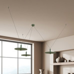 Lampada LED a sospensione 23230, verde scuro, Ø 35 cm, a 3 luci, in metallo