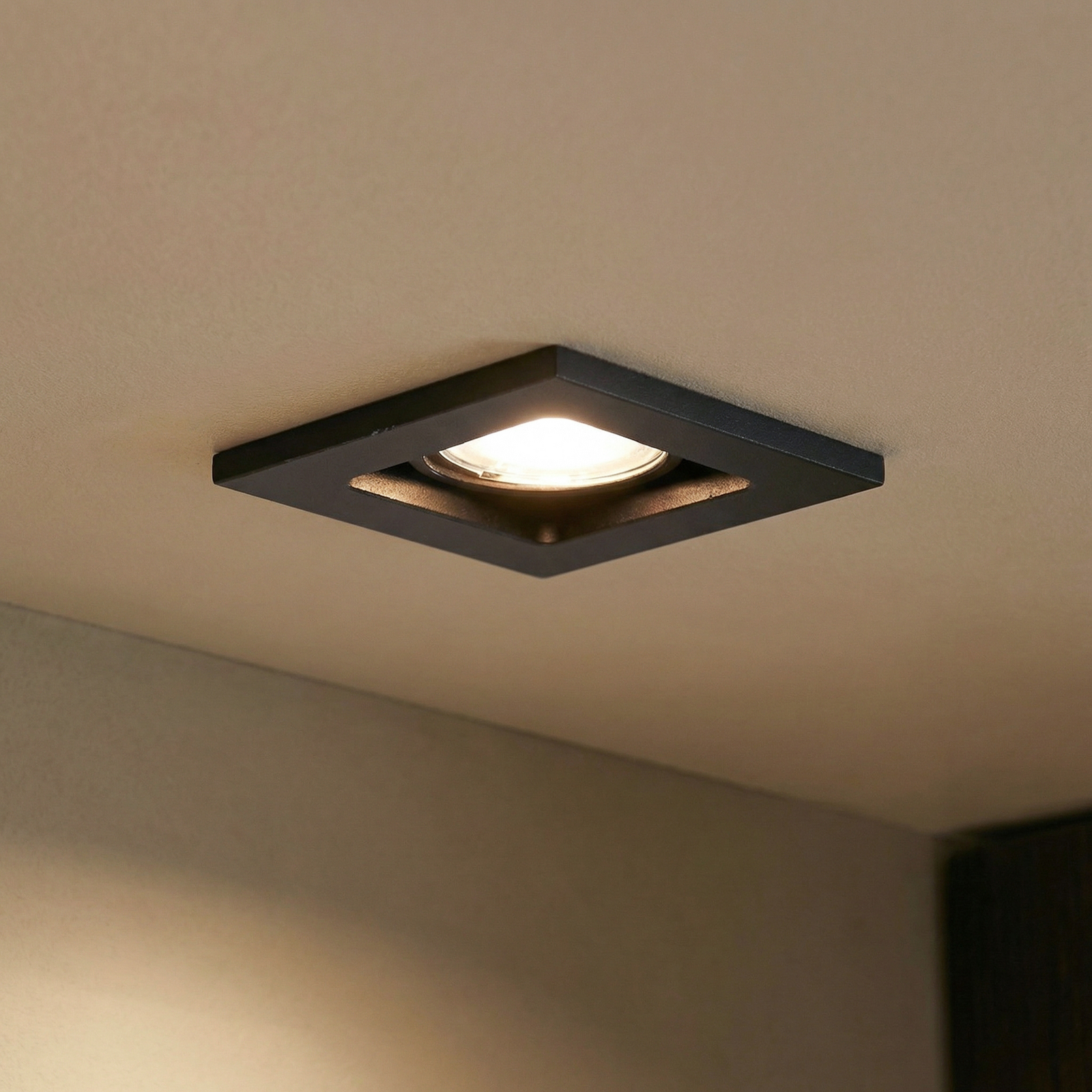 Lindby Downlight Thorid, schwarz, 10 x 10 cm, 10er-Set, GU10