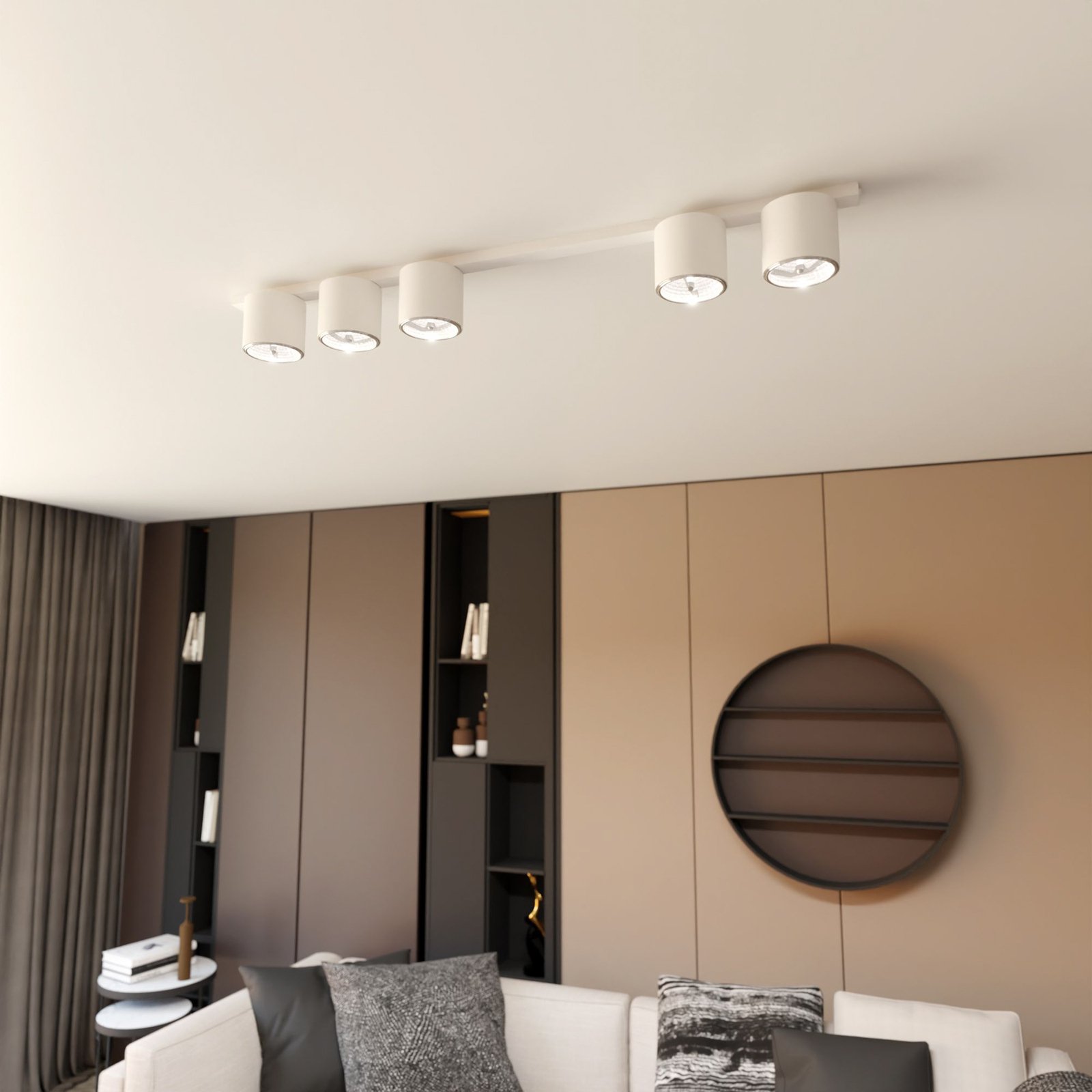 Nano ceiling light, white, 5-bulb, metal