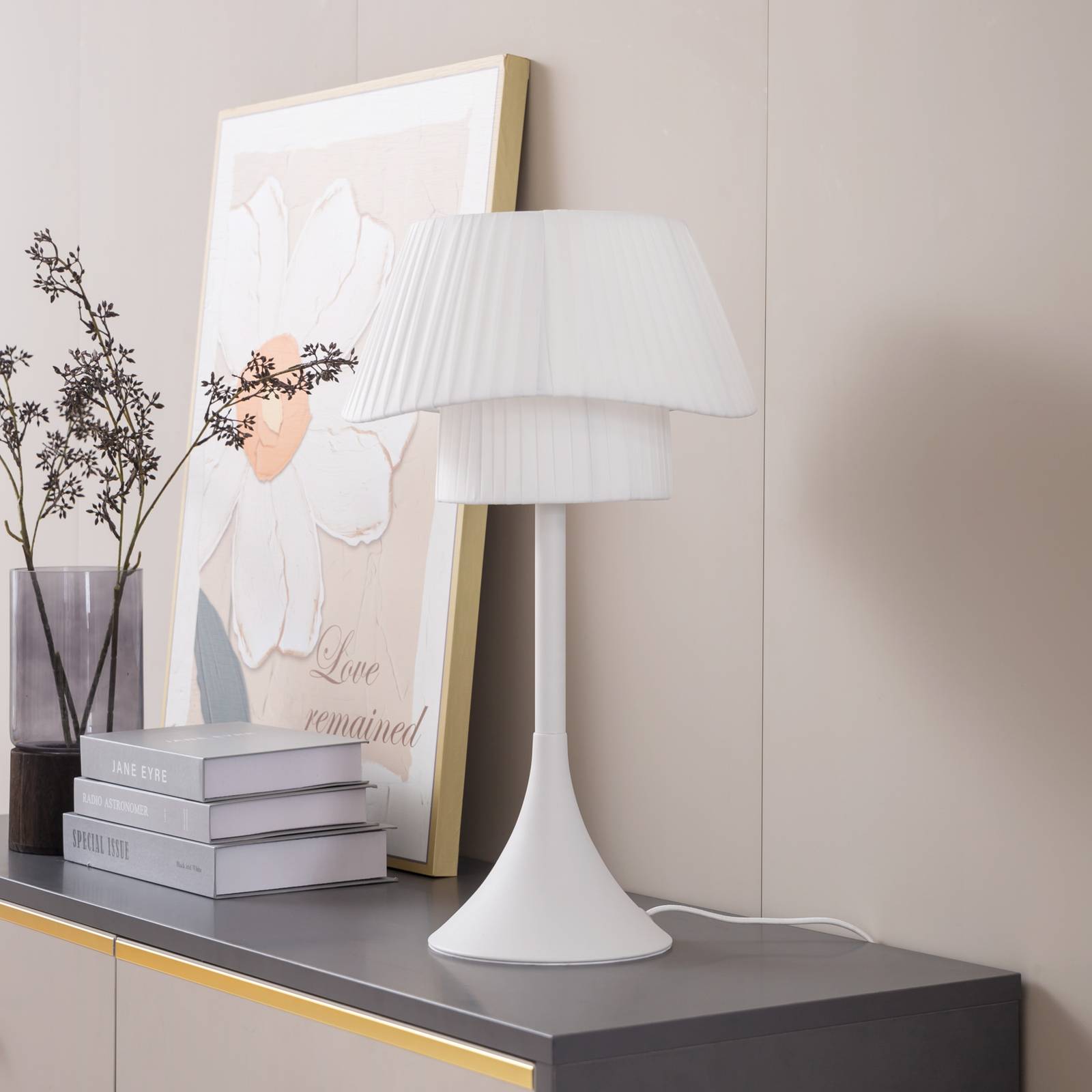 Lindby Eryndor bordlampe med tekstilskærm