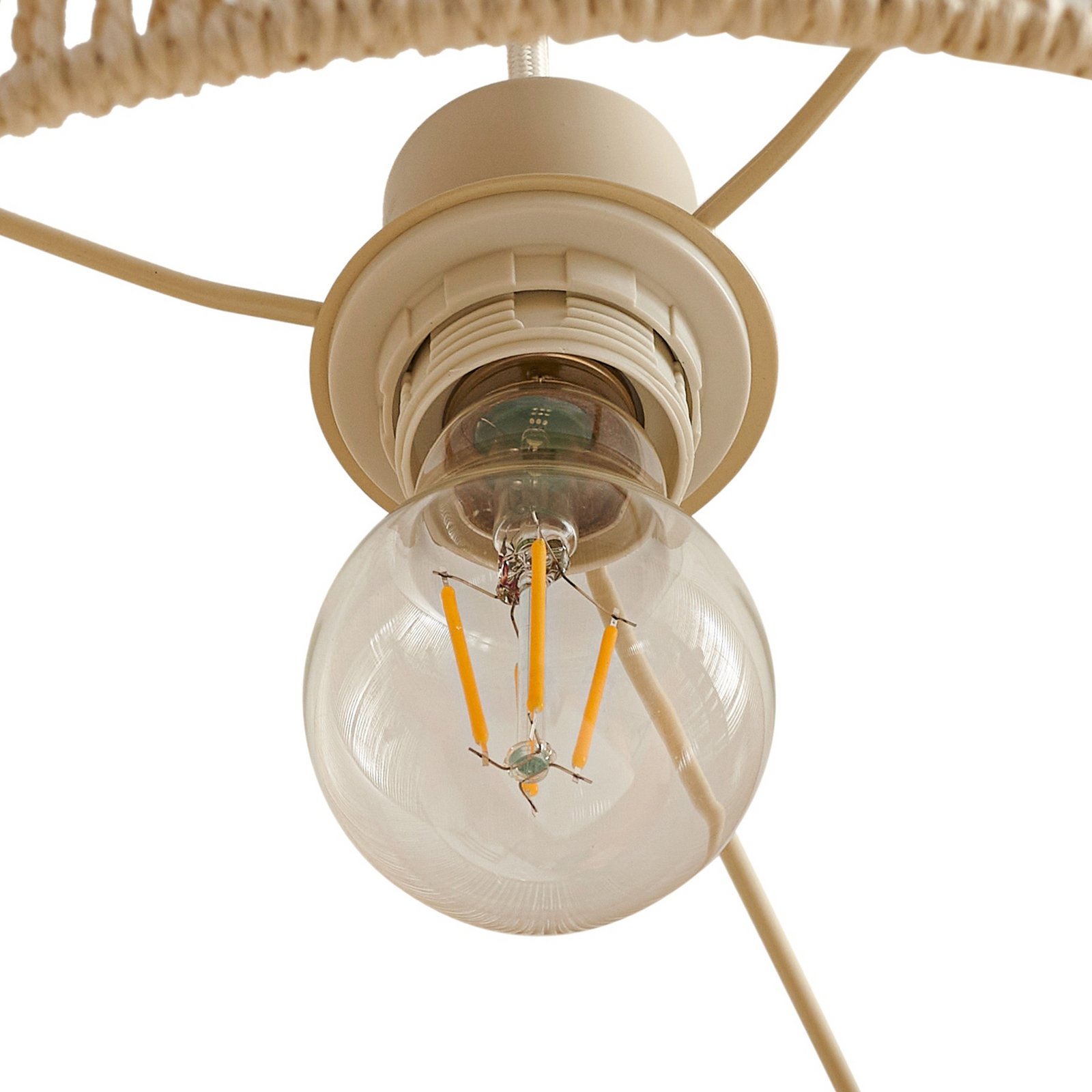 Lindby Hängeleuchte Anuva, Ø 45 cm, beige, Papier, E27