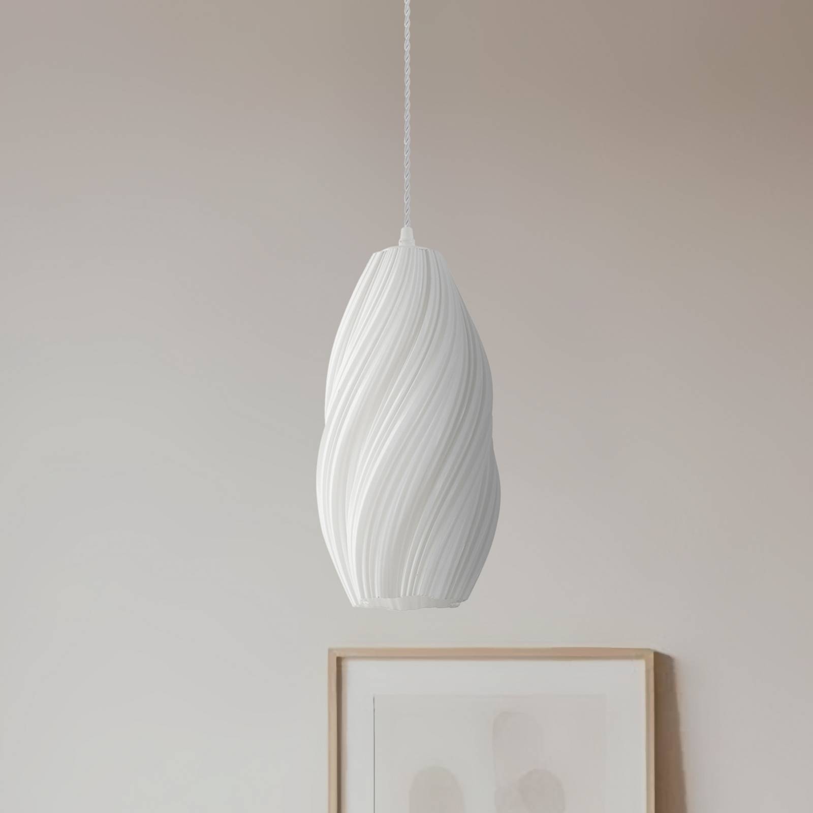 Lindby Pendelleuchte Nuvia, Ø 15,5 cm, weiß, 3D Druck günstig online kaufen