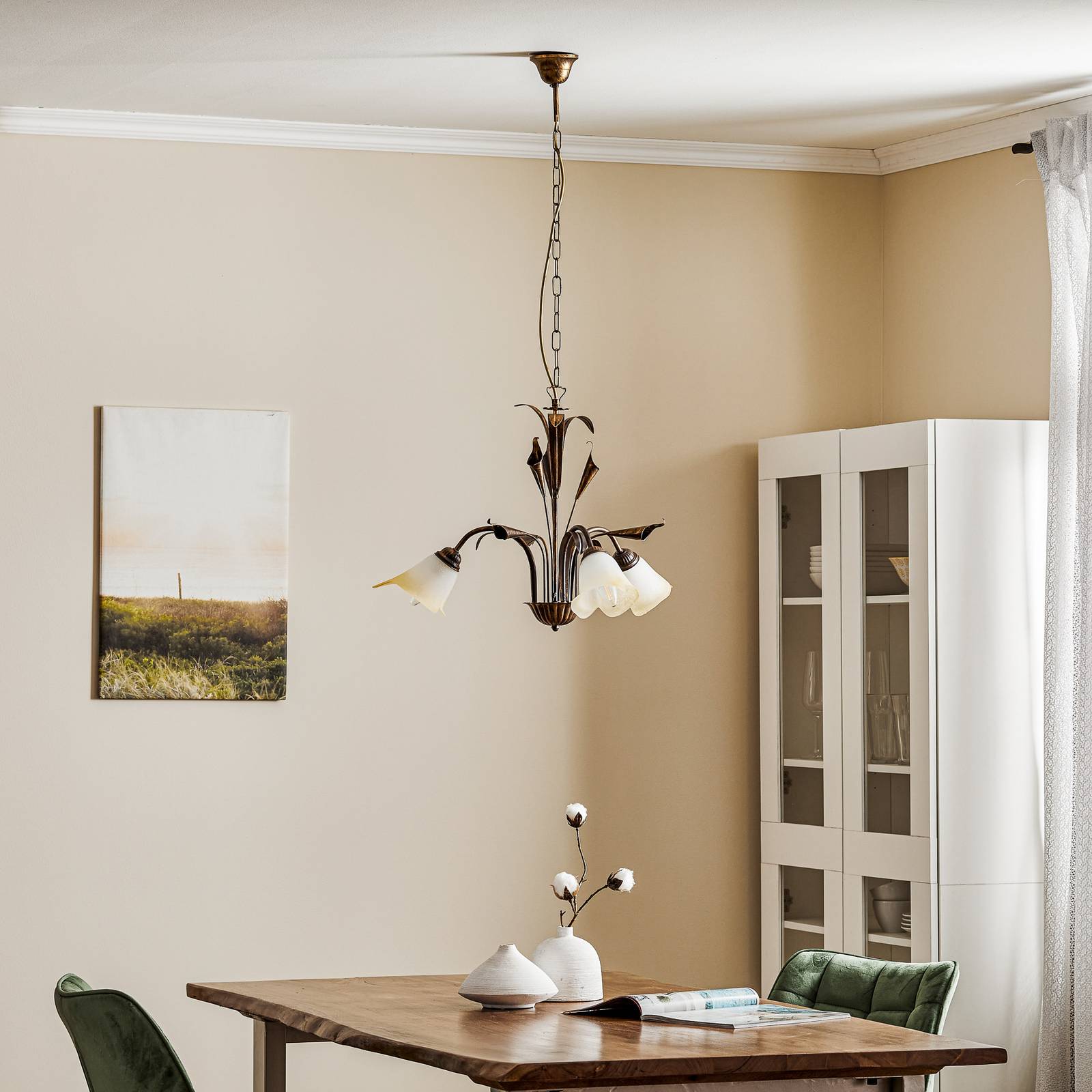 Lampa wisząca Lucrezia 3-punktowa, brązowa