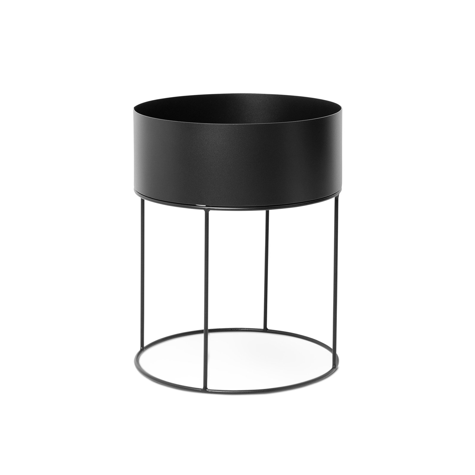 ferm LIVING Jardinera redonda, negra, Ø 40 cm, acero