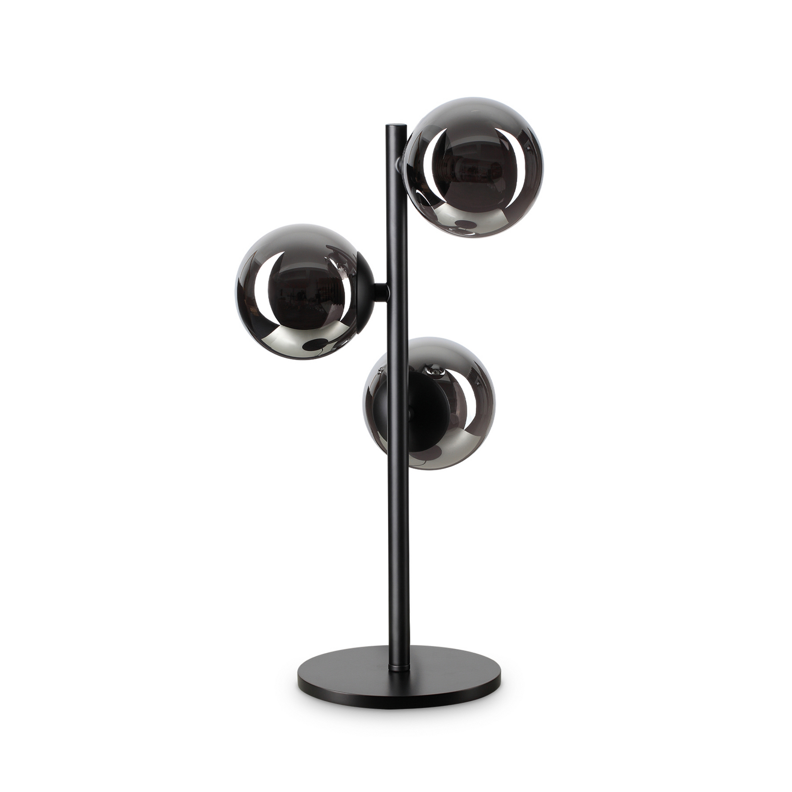 Stolová lampa IDEAL LUX Perlage, čierna/dymovo sivá, výška 43 cm, 3-pl. žiarovka Stolová lampa IDEAL LUX Perlage, čierna/dymovo sivá, výška 43 cm, 3-pl. žiarovka