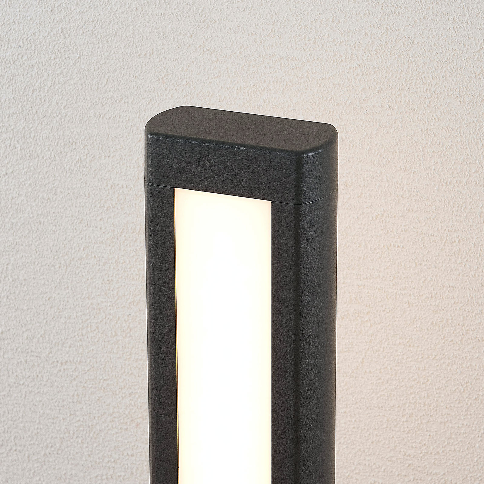 Potelet LED Mhairi, carré, gris foncé, 50 cm