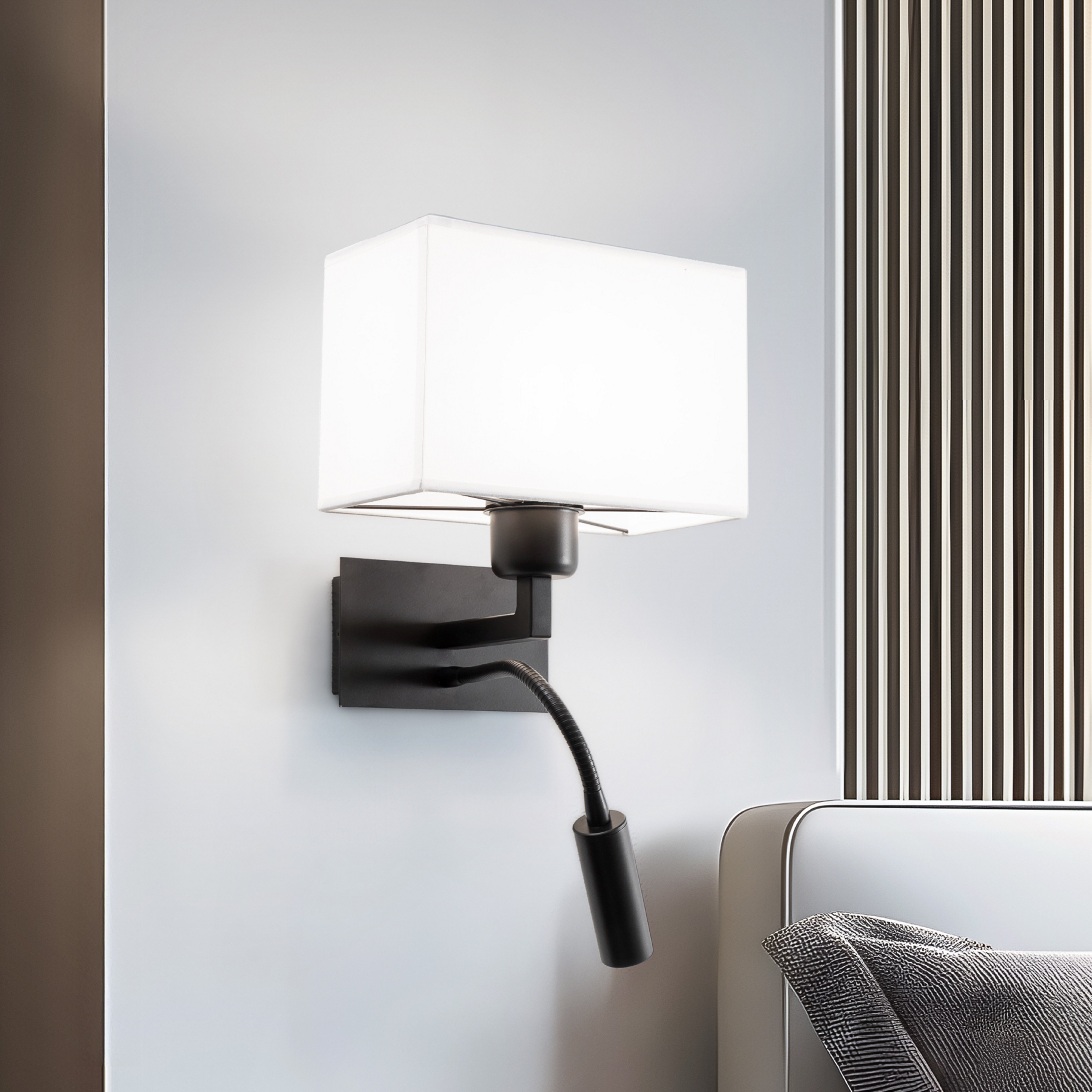 Candeeiro de parede Harry, angular, preto/preto/branco