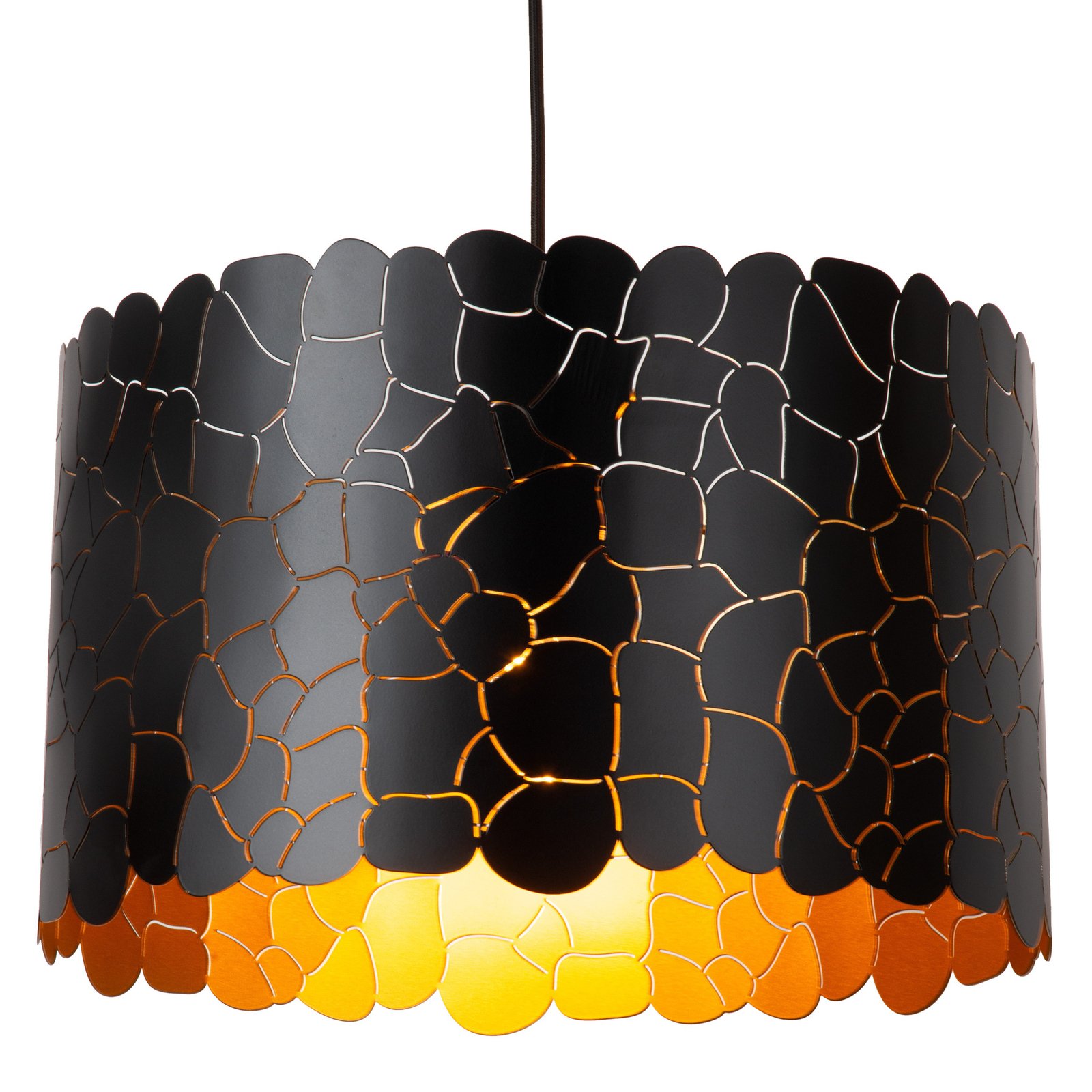 Lámpara colgante Almelo, 1 luz, negro/oro, metal