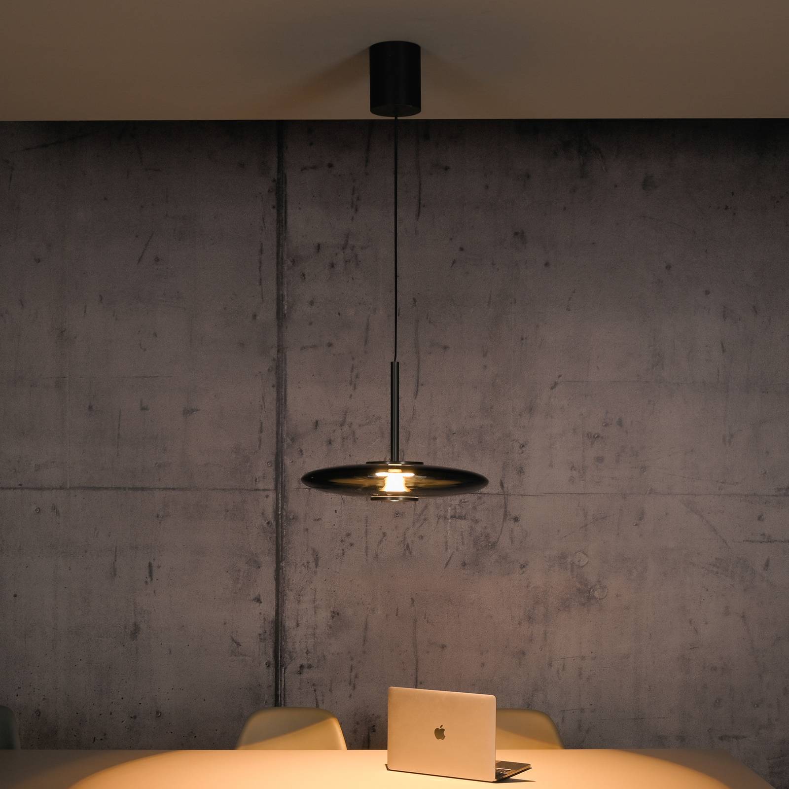 PURE Suspension LED E-Vitrum, gris, verre/aluminium, CCT