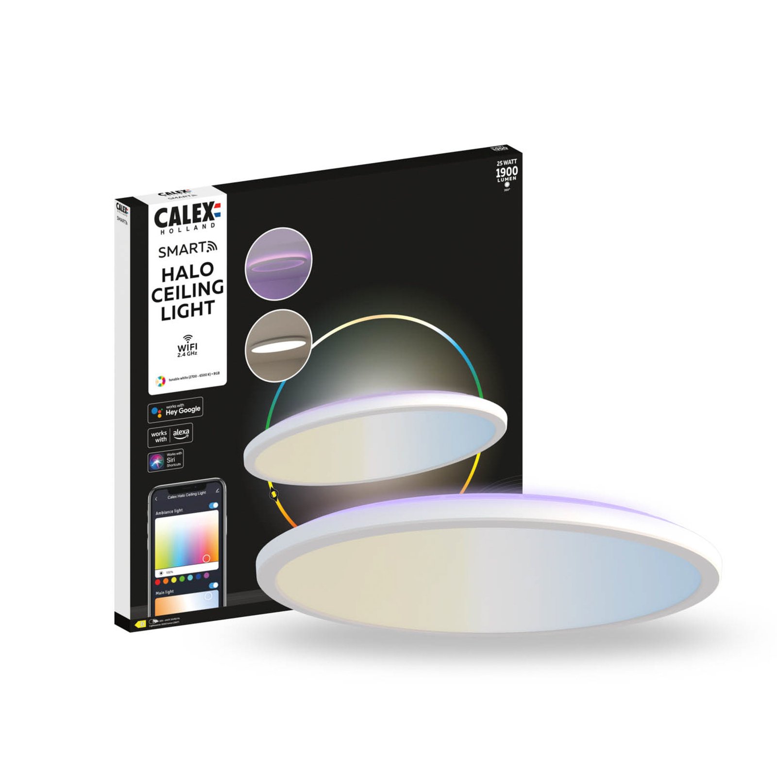 Calex Smart Halo -LED-kattovalaisin, Ø 40 cm