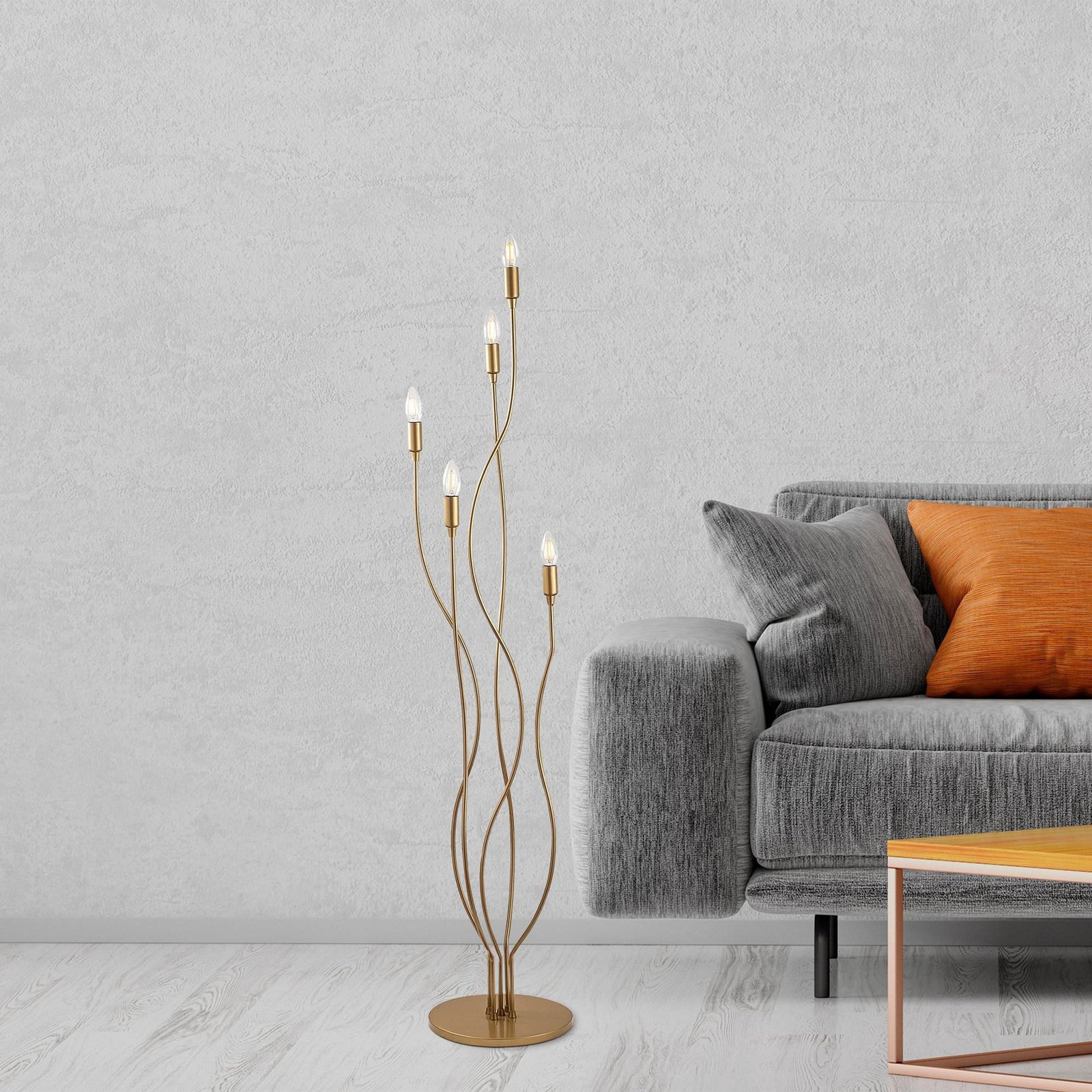 Floor lamp Bonibon 13237 gold-coloured metal height 160 cm 5-bulb.