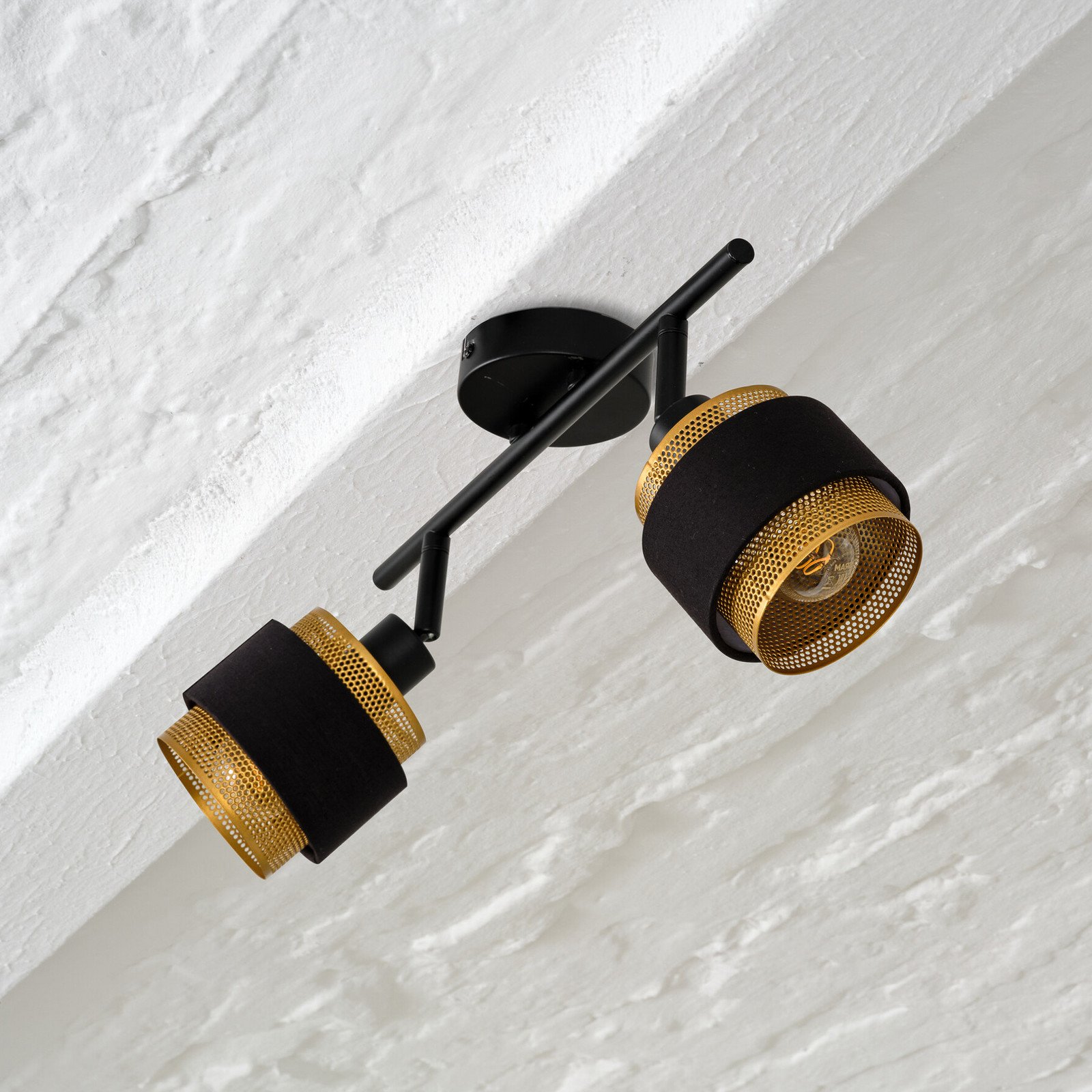 Plafonieră OSRAM Decor Spot Hornet 2 becuri negru/auriu - Camera de zi / sufragerie - Modern - negru auriu - Țesătură / Textil