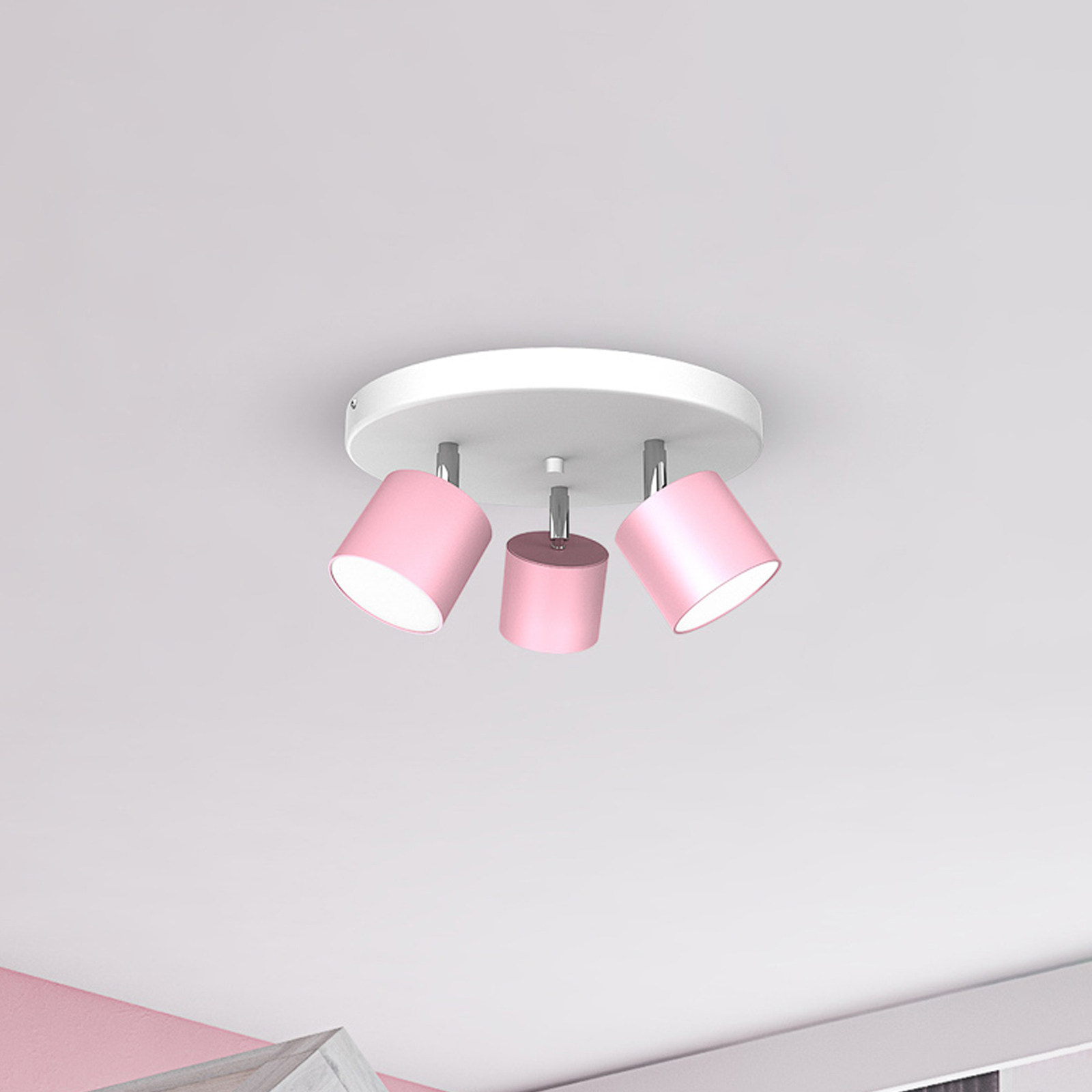 Takspotlight Cloudy 3 lampor rondell rosa