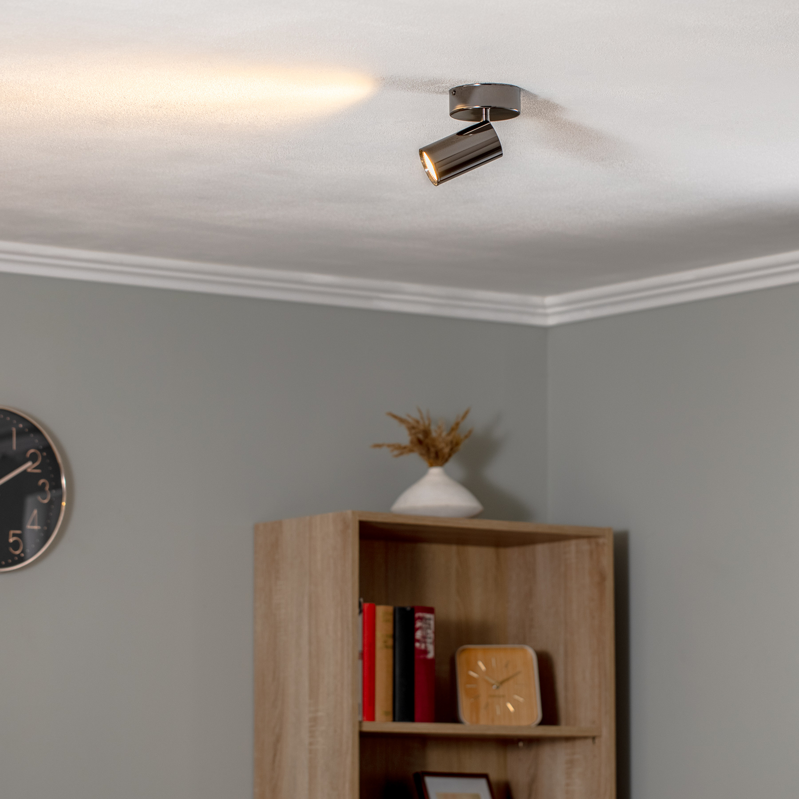 Spot pour plafond Spotte, noir-chromé, à 1 lampe