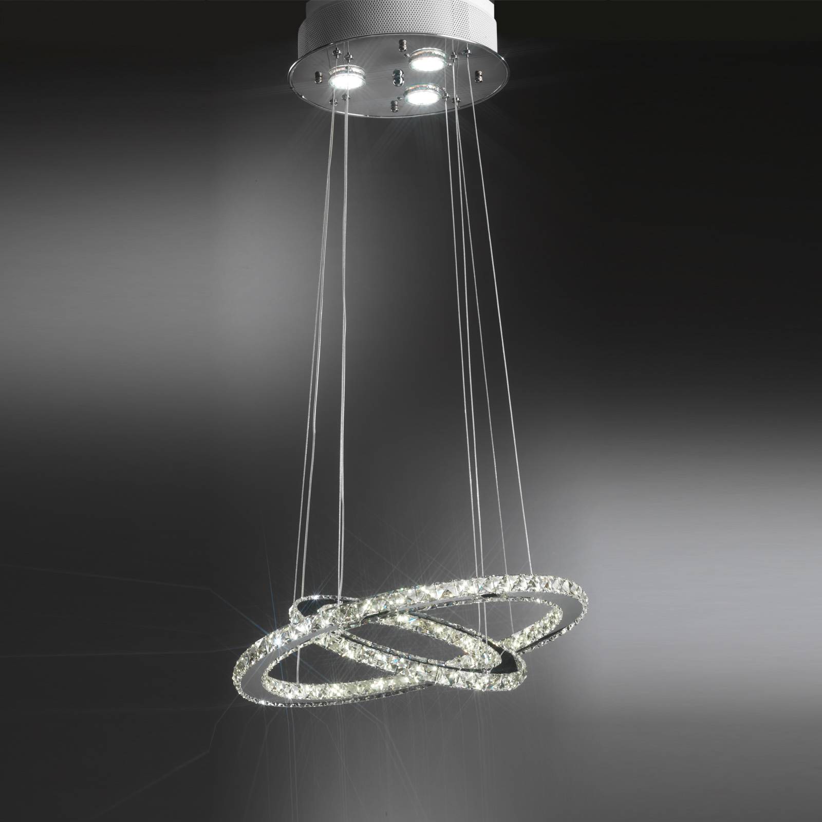 Lampa wisząca LED Saturno z kryształowym szkłem