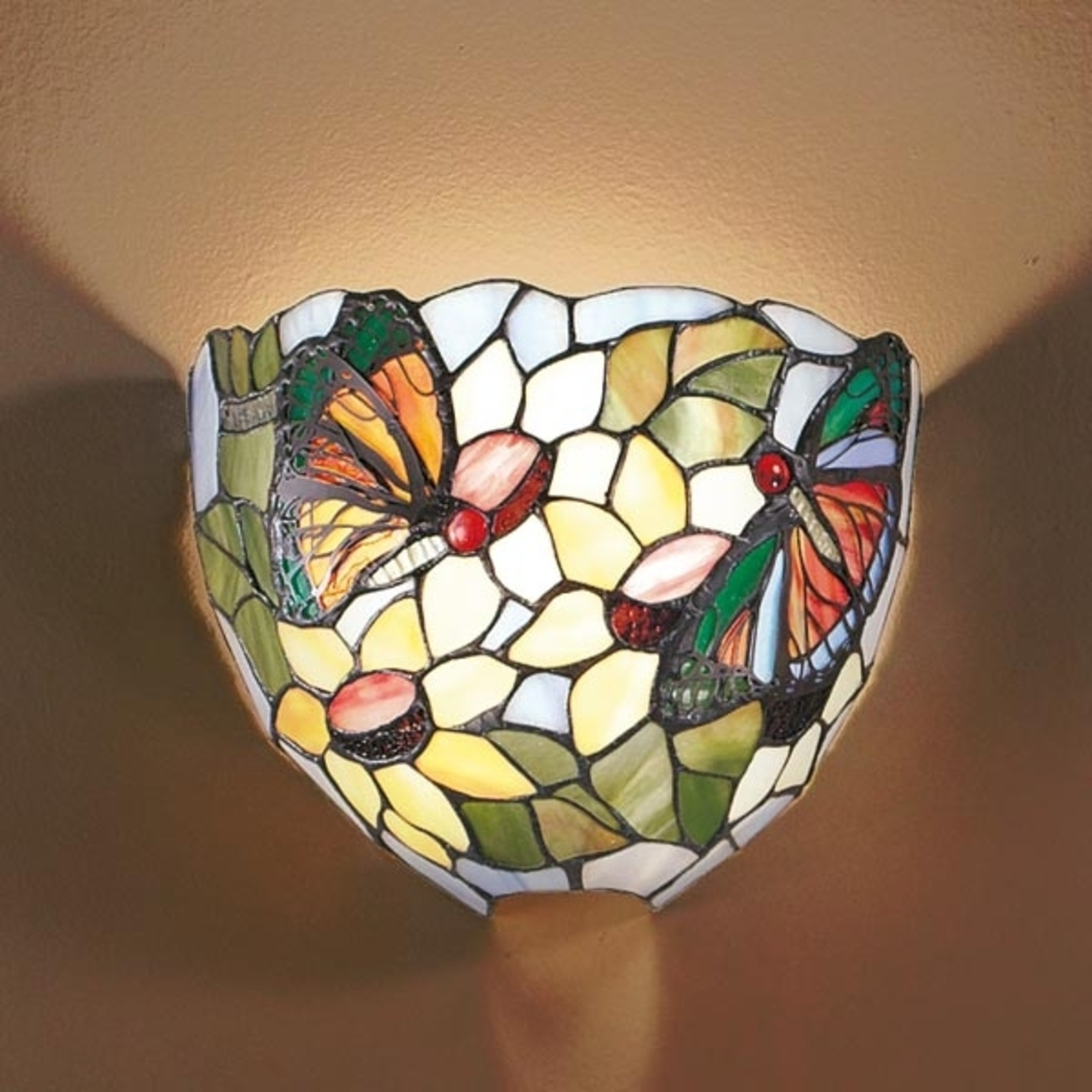 Perenz Viktoria wall light in a Tiffany look, for Living / Dining Room, glass, E27, 60 W, energy efficiency: A++, W: 25 cm, H: 20 cm