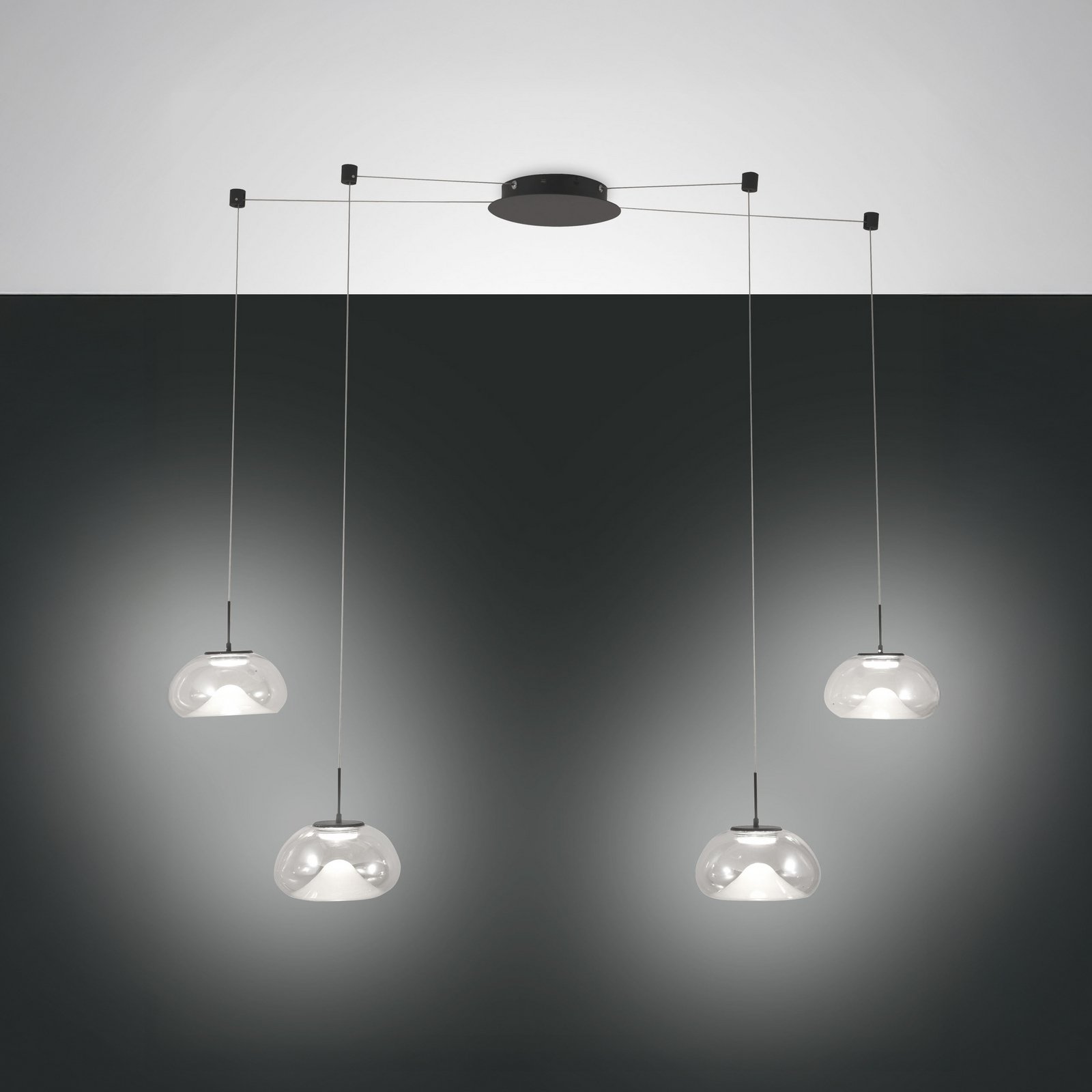 LED pakabinamas šviestuvas Brena, 4 lemputės, skaidrus, stiklas, CCT,