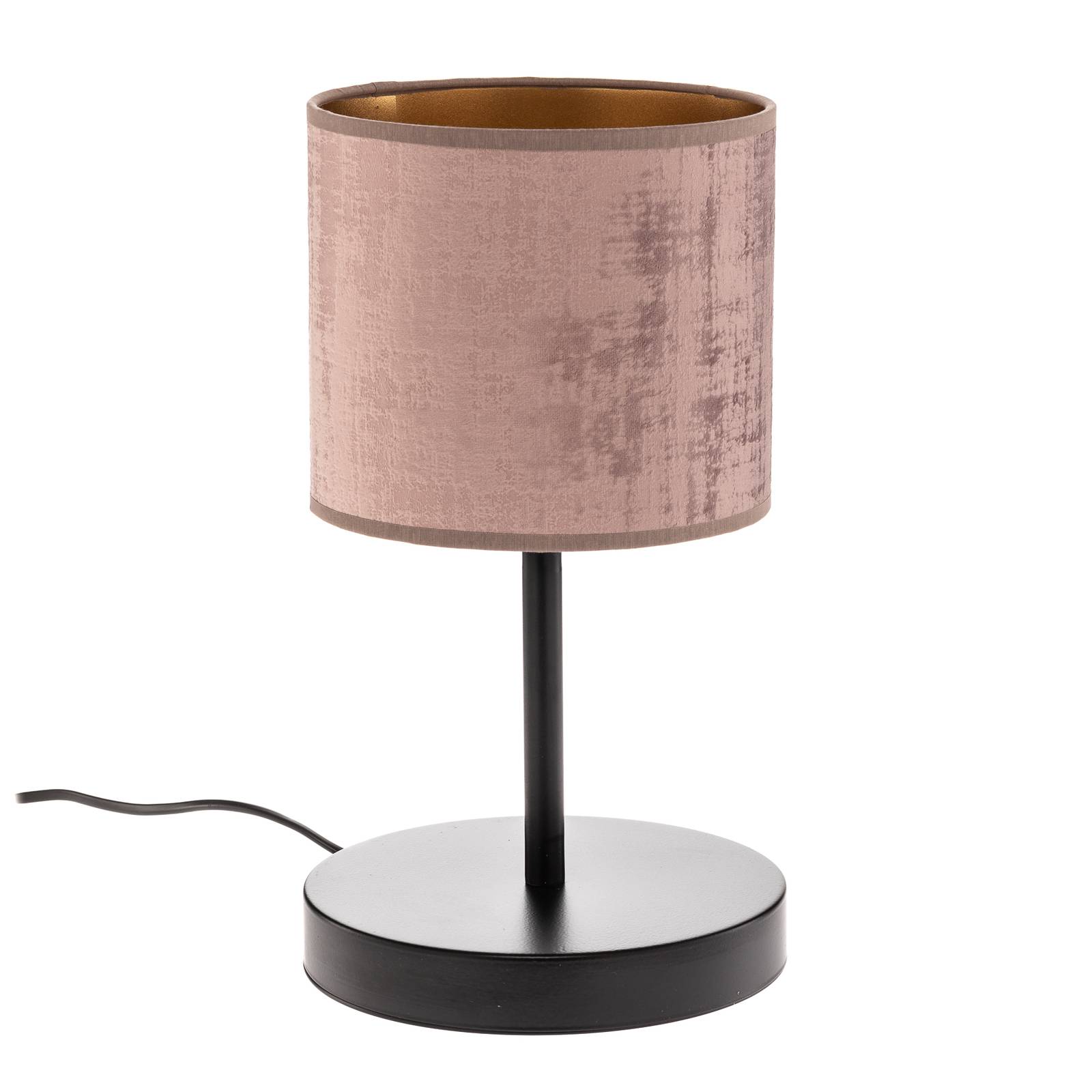 Lampe à poser Jari abat-jour tissu rosé doré