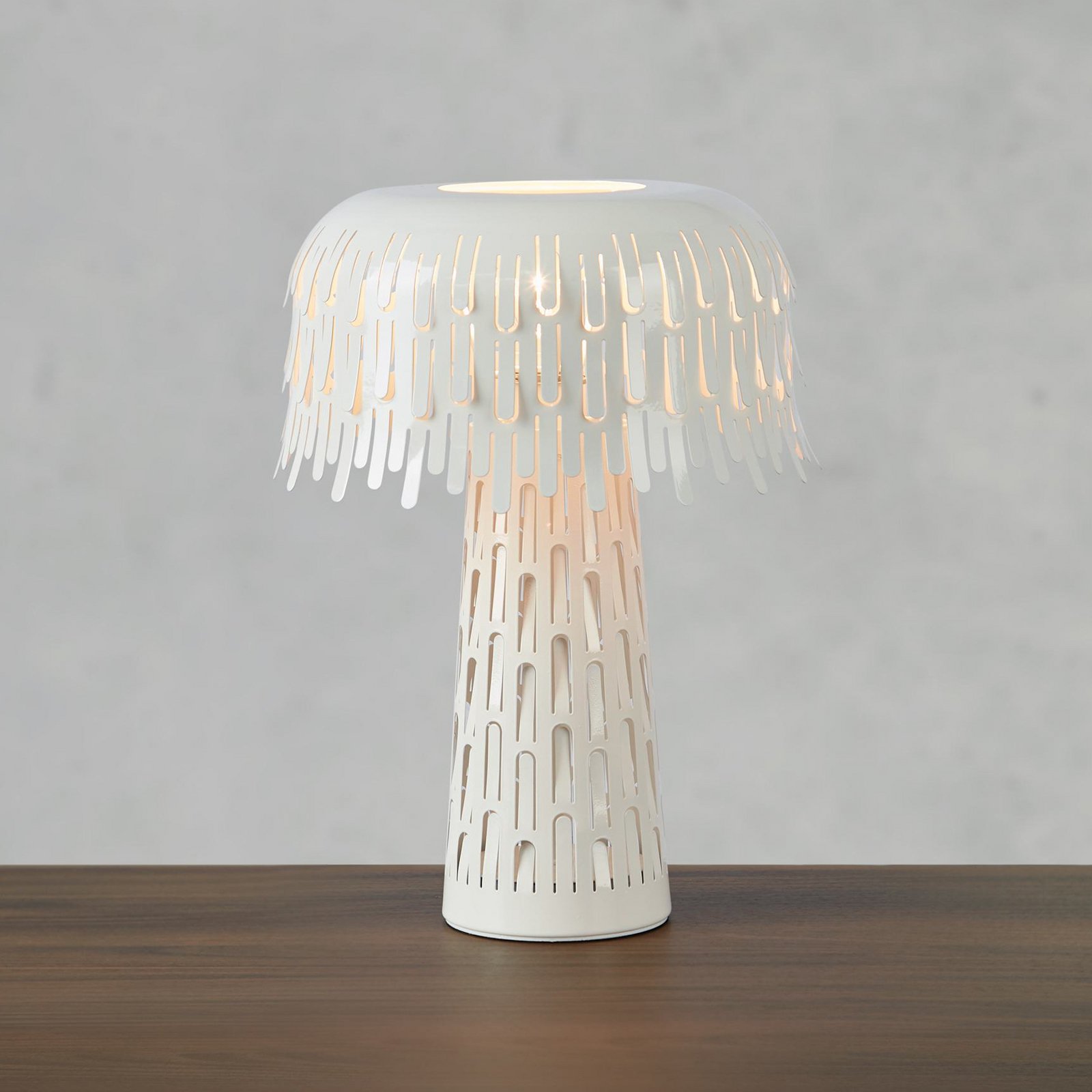 Lampada da tavolo Verbera, bianca, altezza 38 cm, metallo