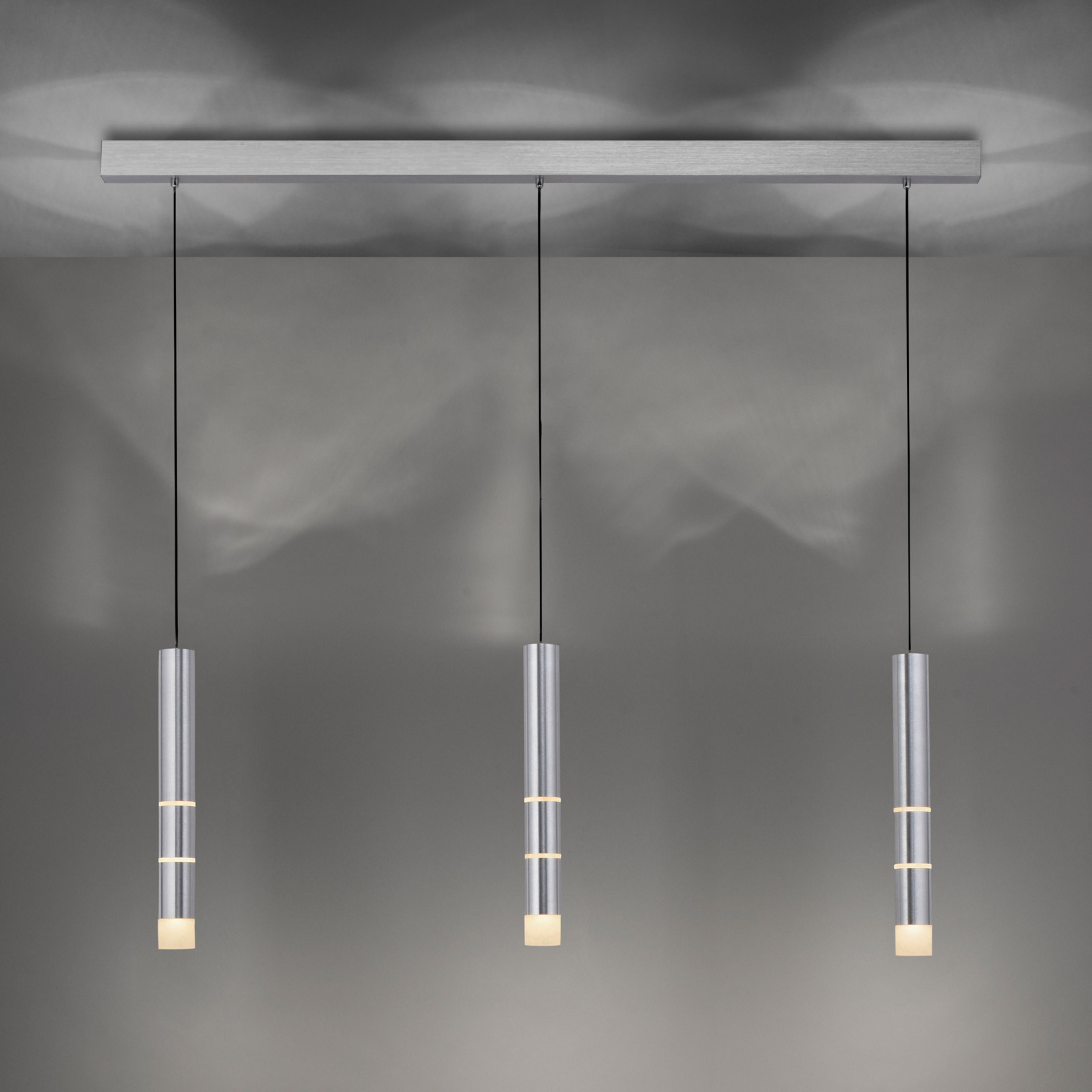 PURE Vega LED závěsné světlo, tři válce, hliník