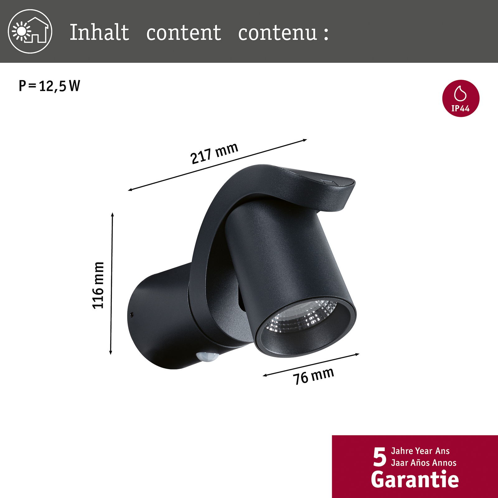 Cuff Kültéri Fali Lámpa w/Sensor SWR Antracit - Paulmann