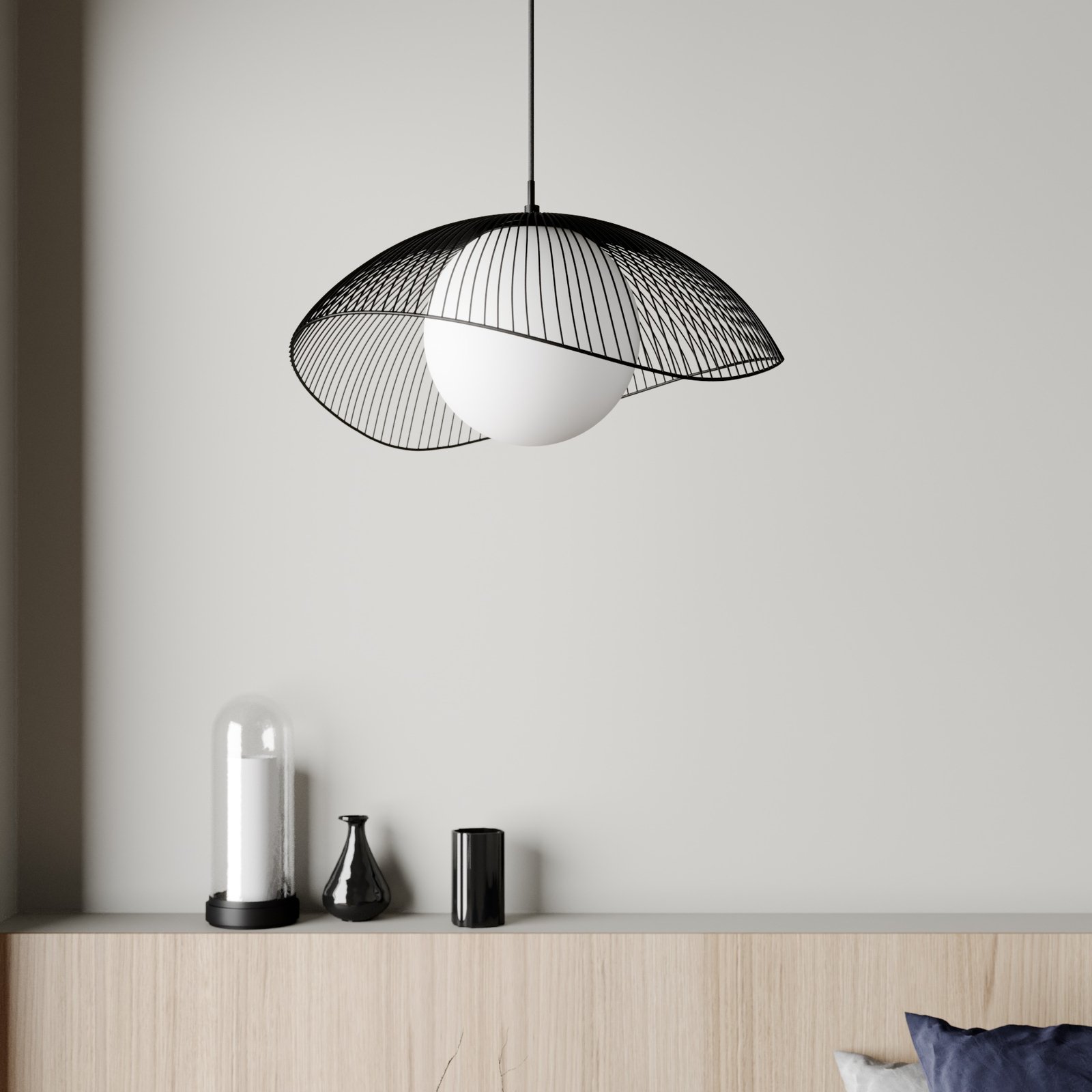 Fabronia Függőlámpá Opal/Black - Lindby