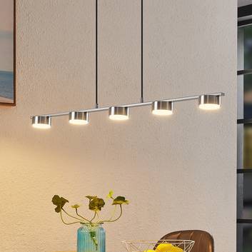 Lindby Kaylou LED-pendellampa, 5 lampor, nickel