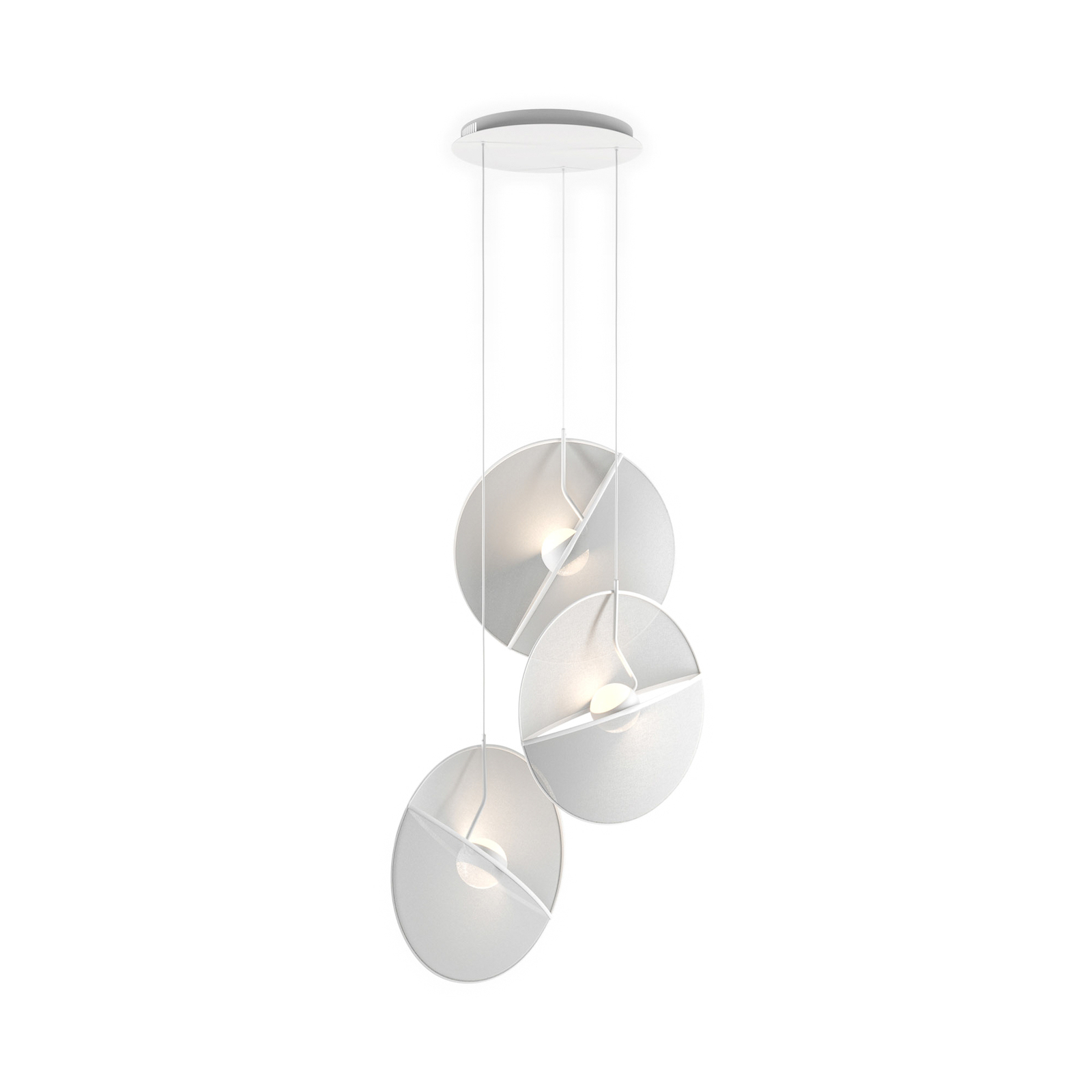 Maytoni Reflex LED pendant light, fabric shades, 3-bulb.