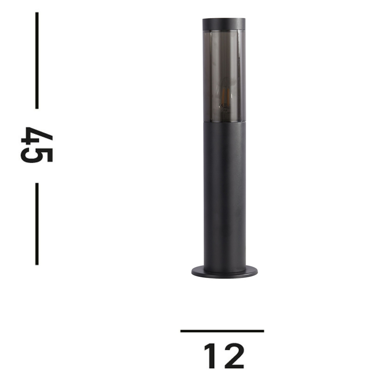 Luminaire pour socle Batton, IP44, noir, hauteur 45 cm, métal