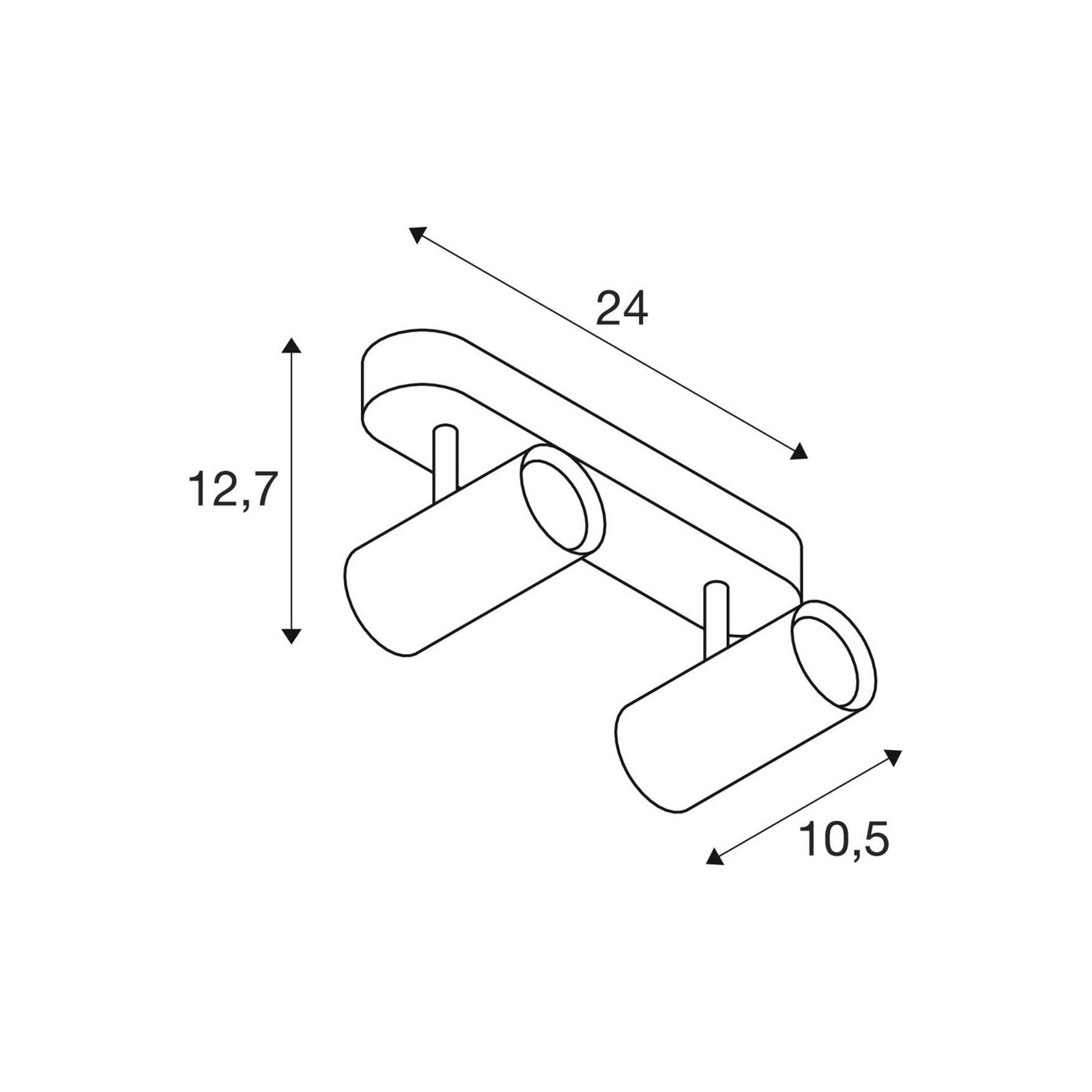 SLV kattokohdevalo Noblo, musta, himmennettävä lämpimään, pituus 24 cm
