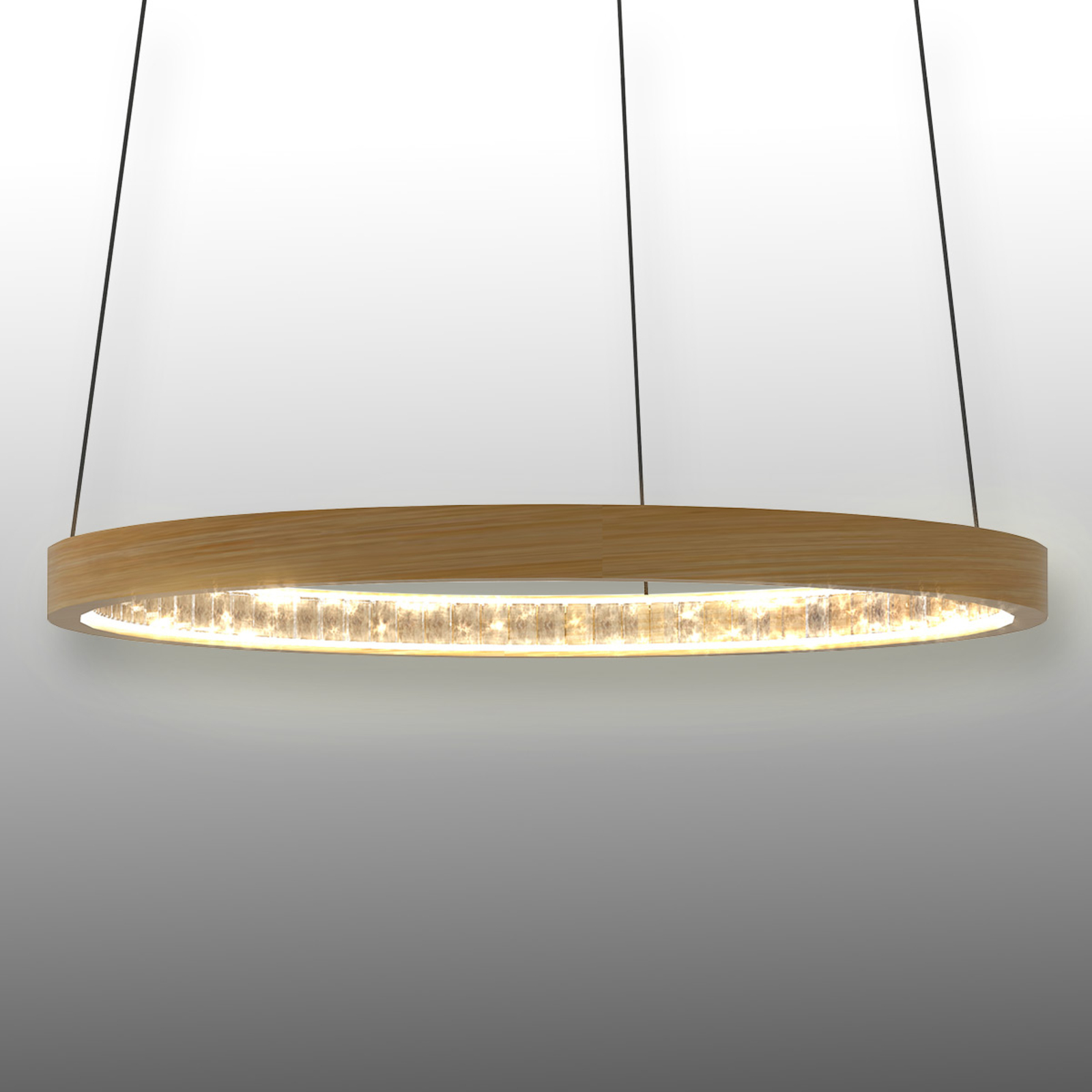 Lámpara colgante LED Libe Round natural, 90 cm
