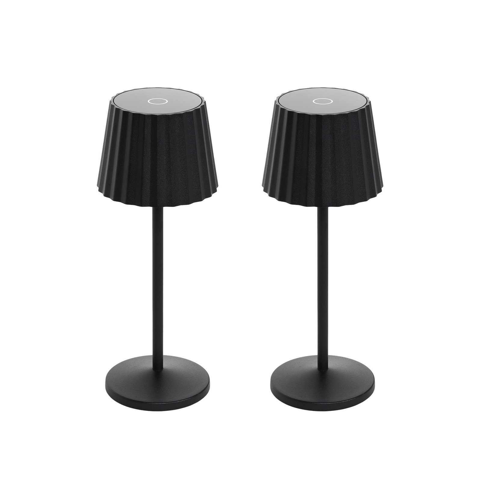 Lindby LED uzlādējama galda lampa Esali, melna, komplekts no 2 gabaliem,